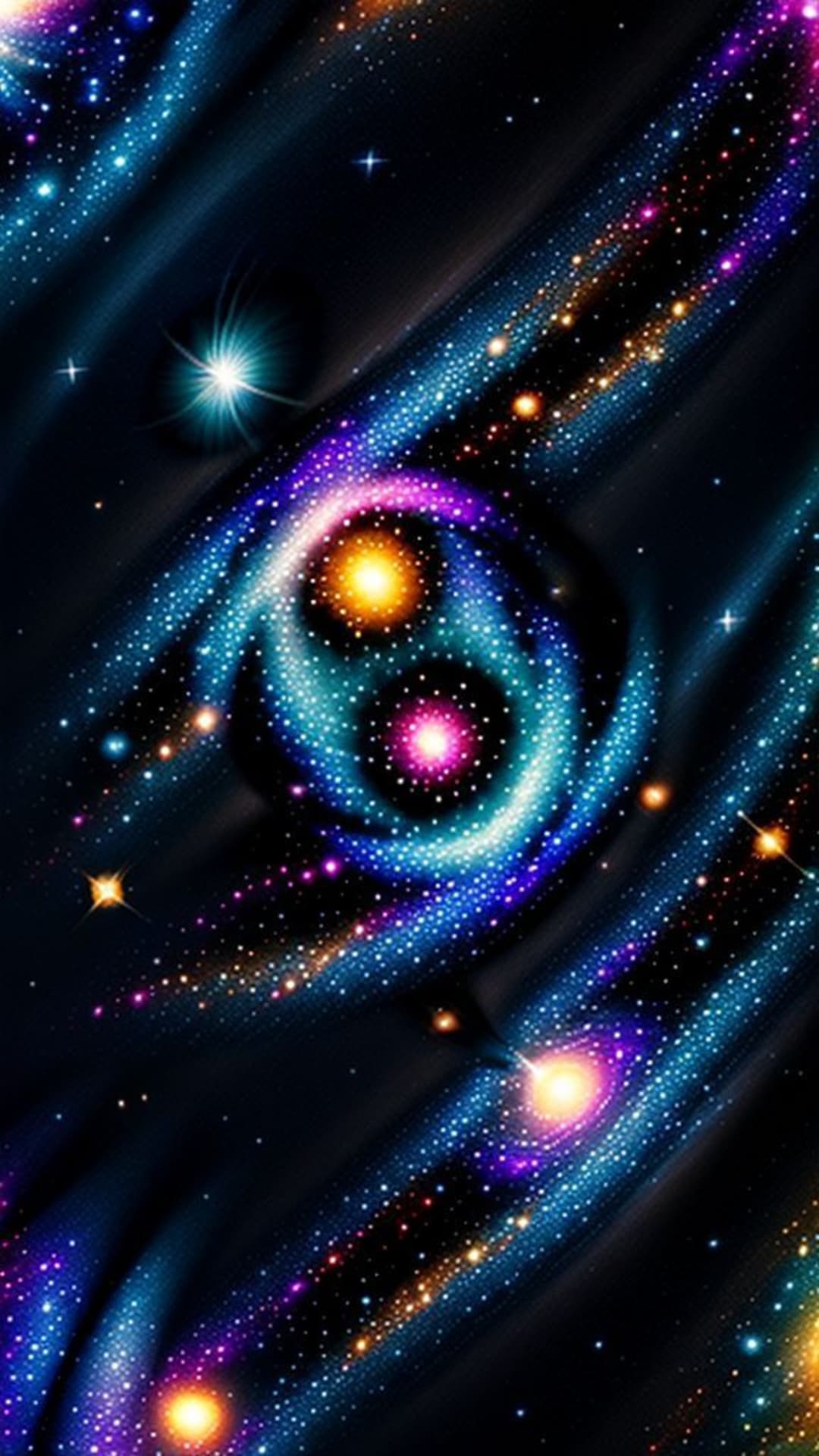 Motivi celestiali ammassi stellari galassie vortici polvere cosmica sogno vivace atmosfera vibrante