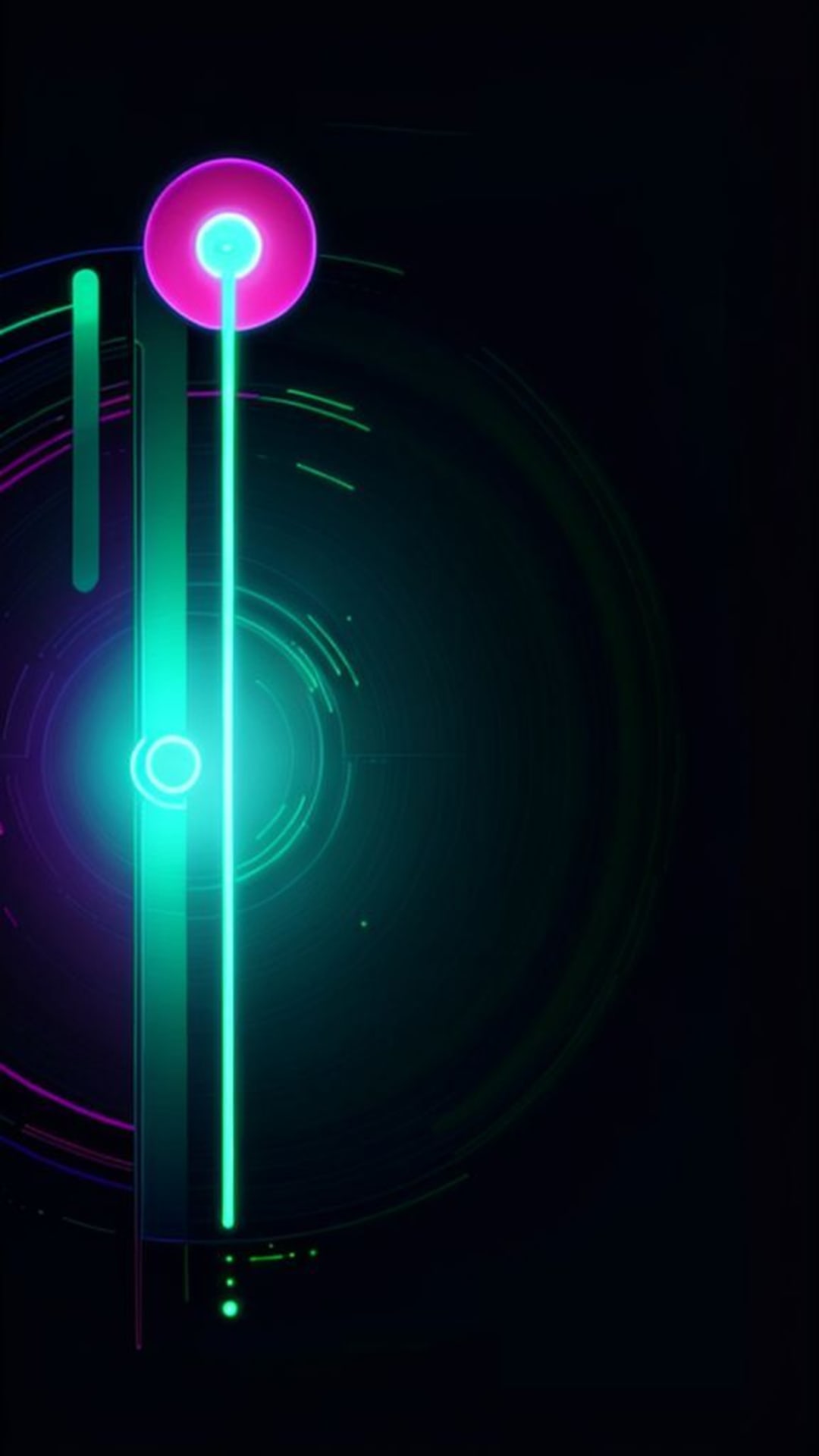 Arte digitale futuristica neon astratta con forme geometriche luminose