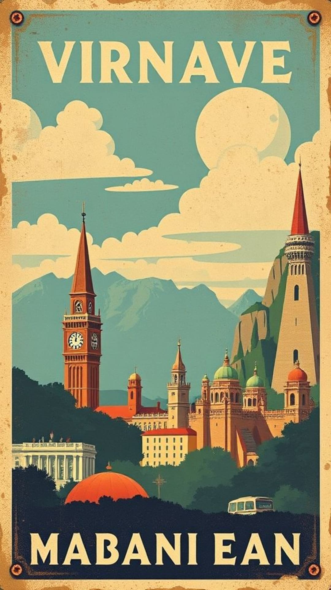 Manifesti di viaggio vintage destinazioni di viaggio retrò monumenti iconici nostalgia voglia di viaggiare vibe classiche