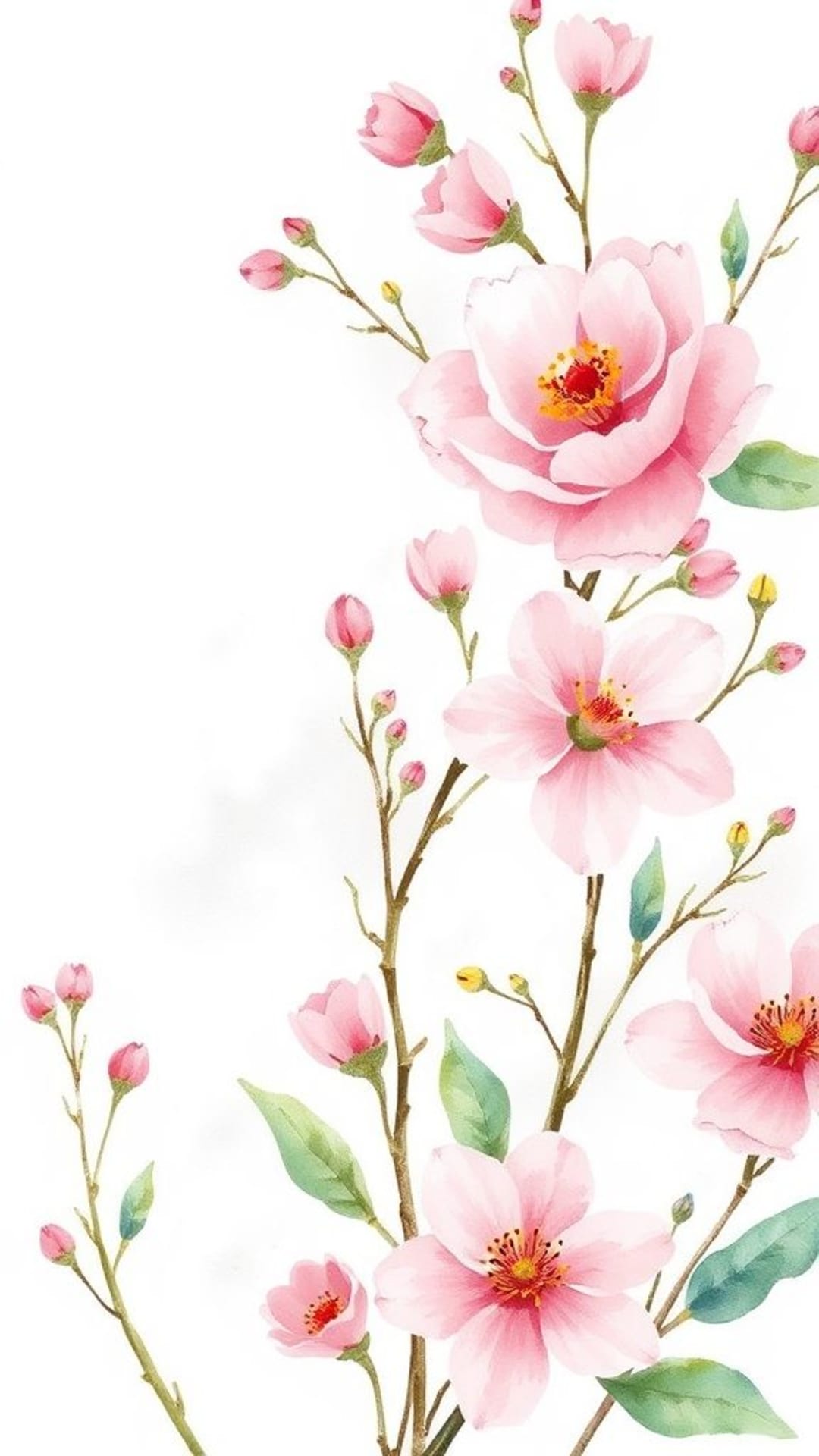 Acquarello floreale botanico delicati fiori vibrante primavera