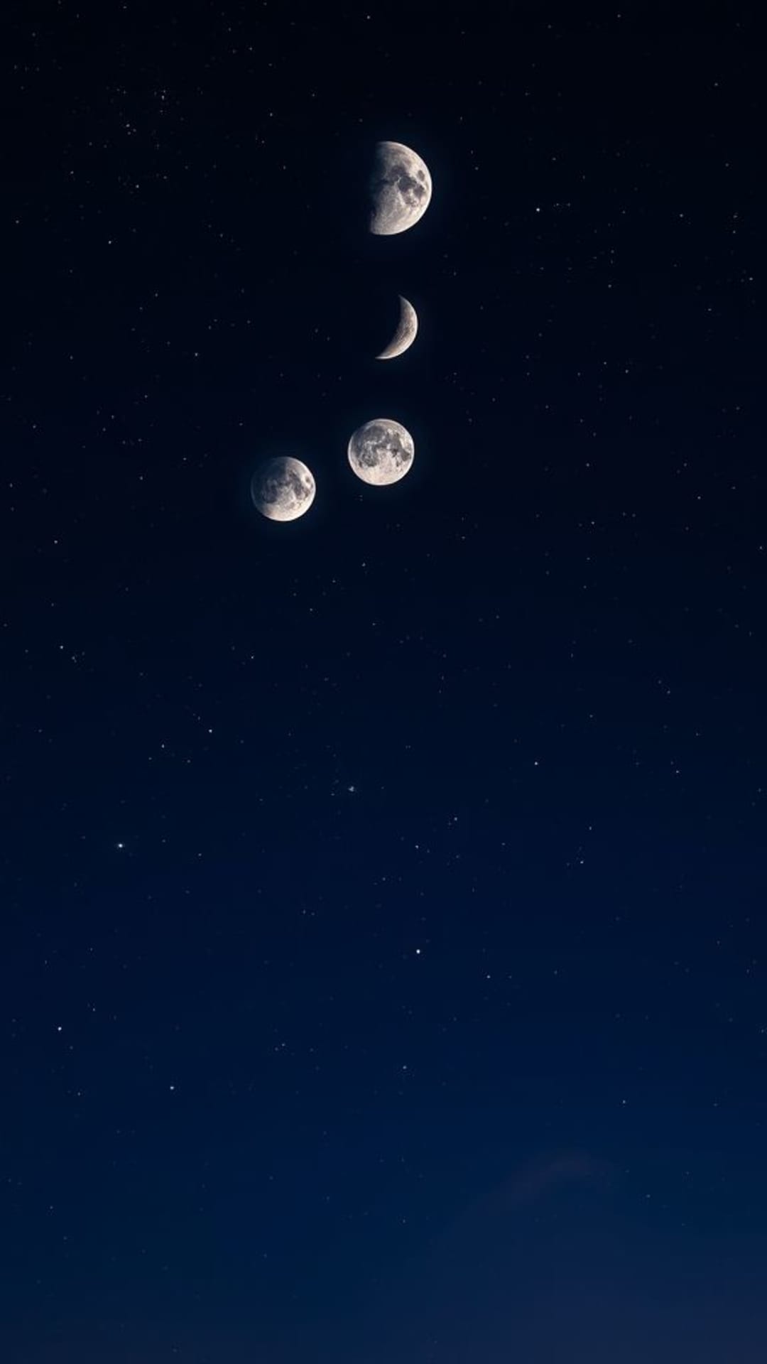 Fasi lunari celestiali notte stellata tranquilla