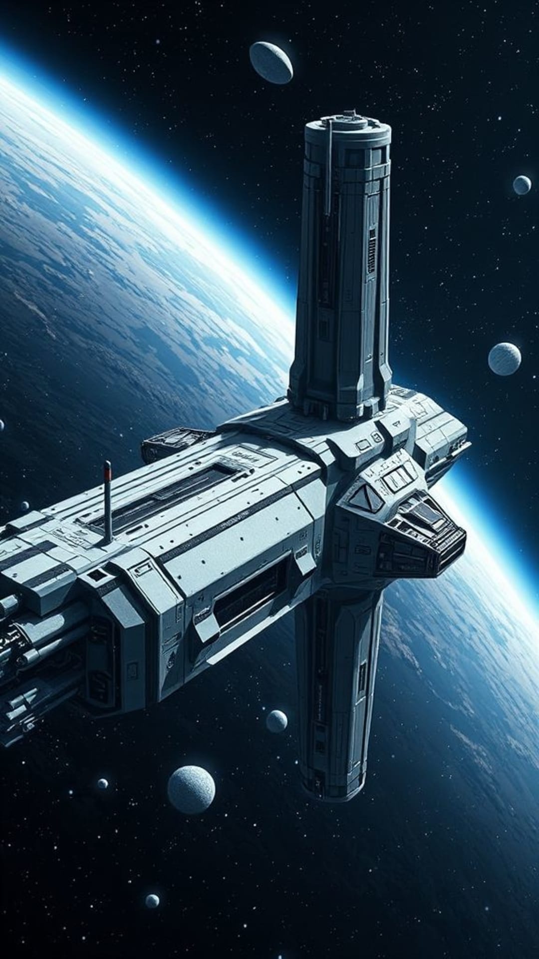 Concetto di tecnologia futuristica per stazione spaziale in stile fantascientifico