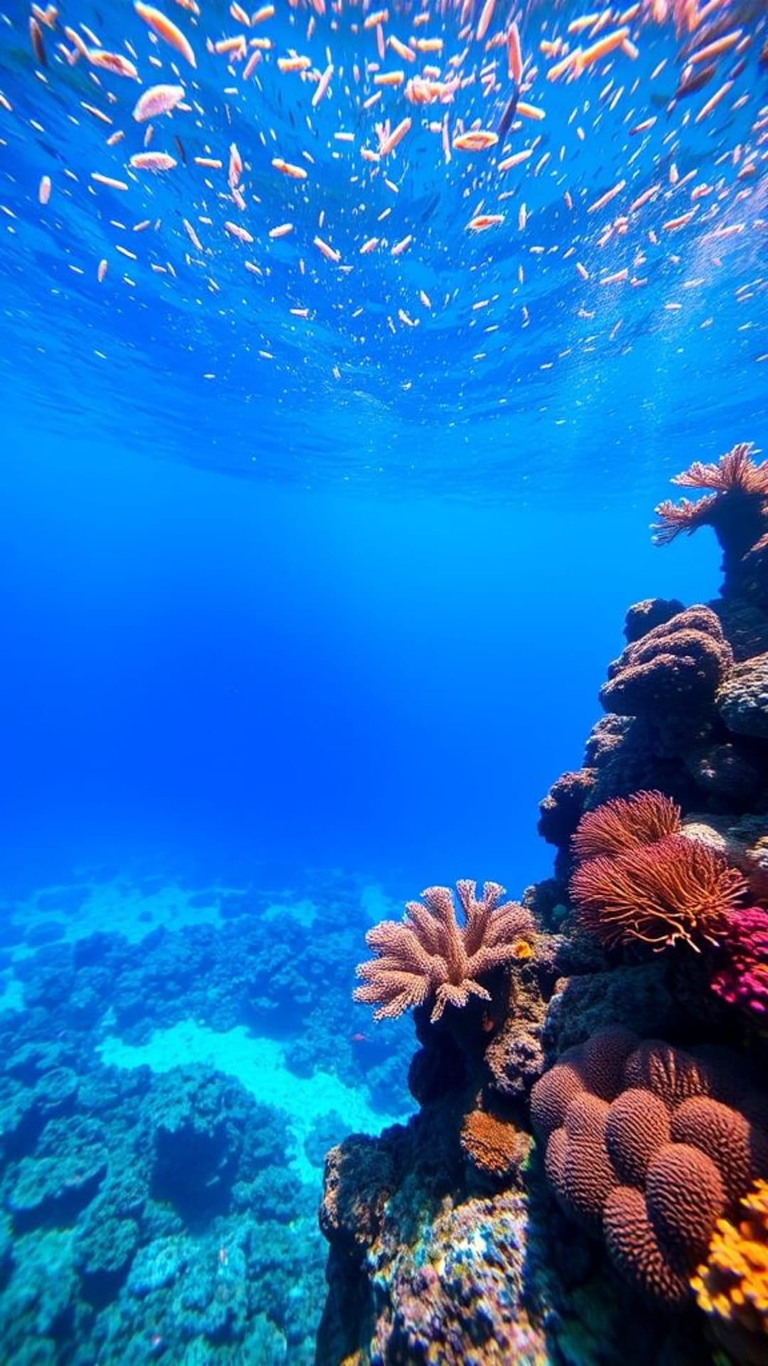 Barriera corallina tropicale sott'acqua colorata marina