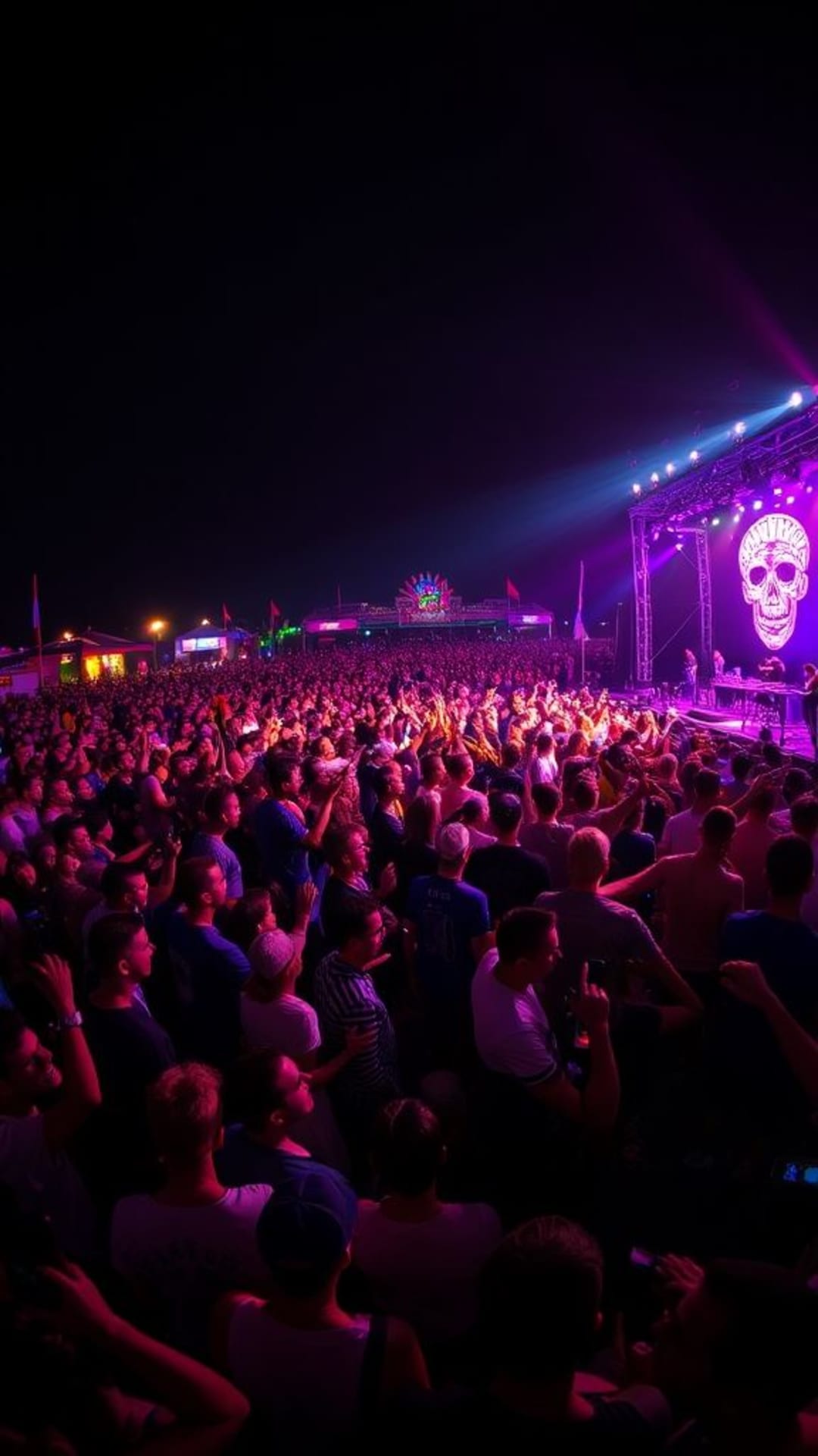 Festival musicale folla vivace atmosfera energetica