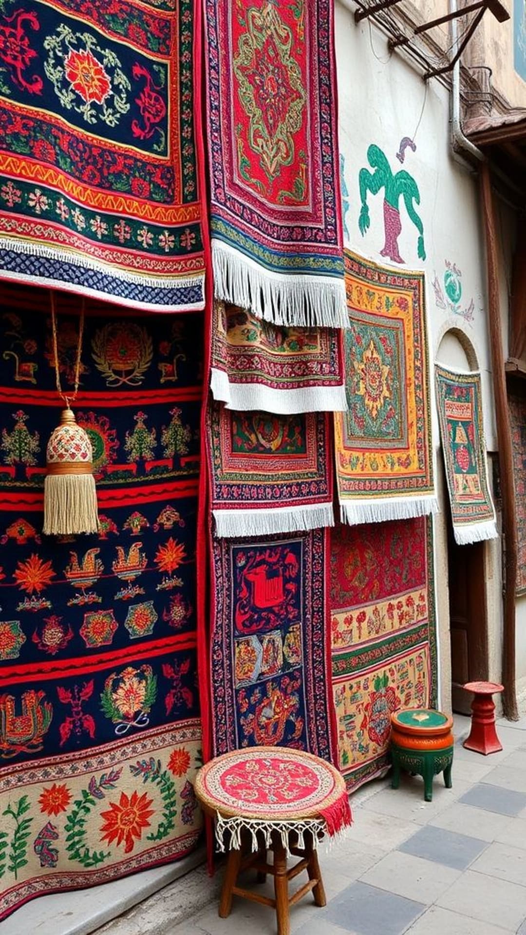 patrimonio culturale motivi tradizionali tessuti etnici monumenti storici tessuti colorati simboli culturali motivi artigianali artistici
