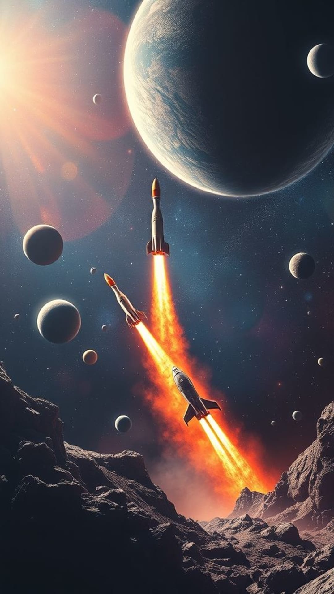 esplorazione spaziale razzi pianeti astronauti fantascienza avventura futuristica
