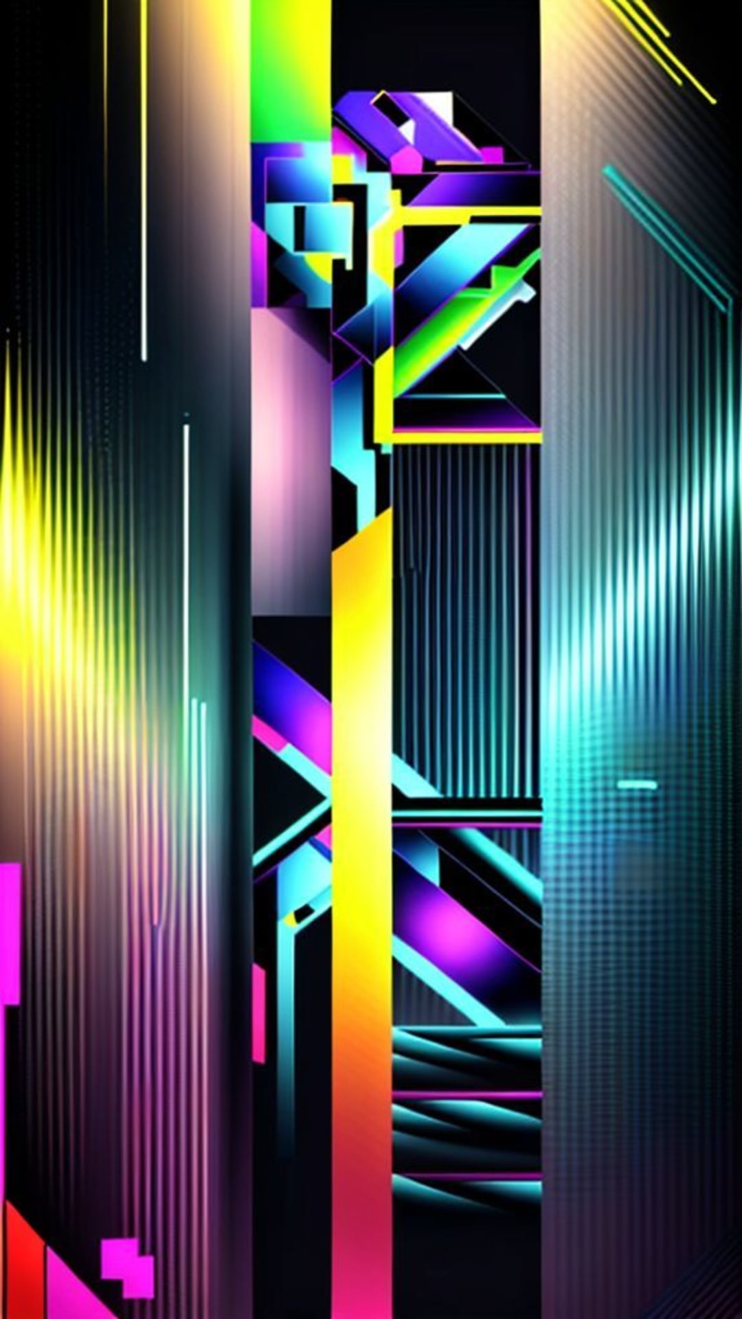 Pattern geometrici astratti neon vivaci futuristici tecnologia minimalismo arte colorata