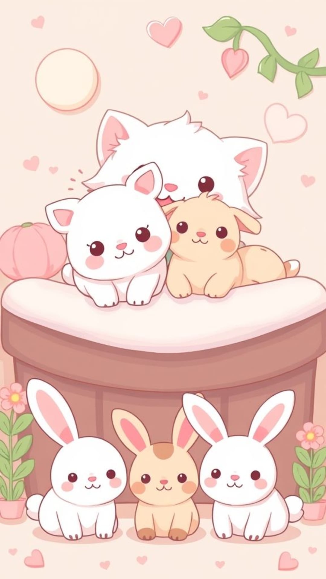 animali carini kawaii gattini cuccioli coniglietti cartoni pastello morbido affascinante