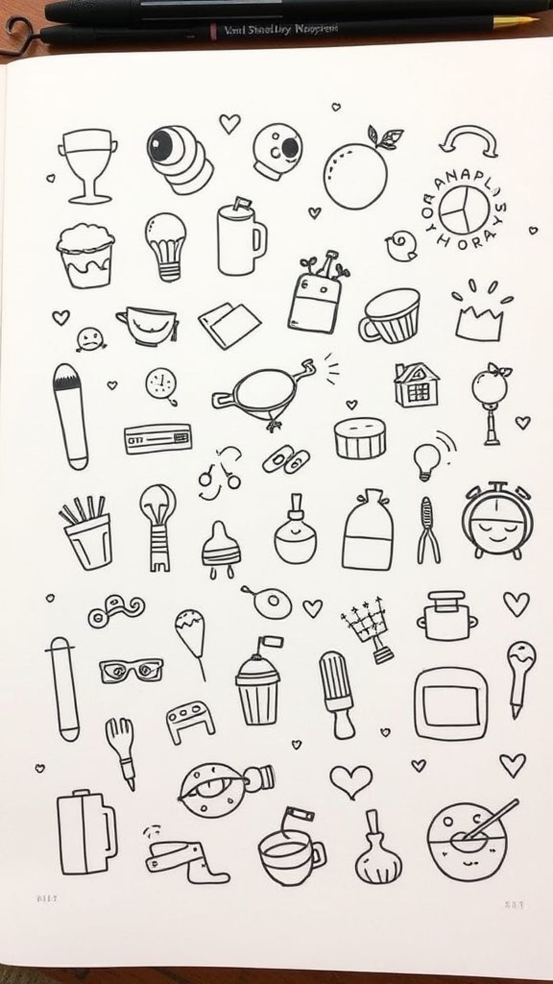 Schizzi disegnati a mano, scarabocchi, idee creative, giochi, arte casual