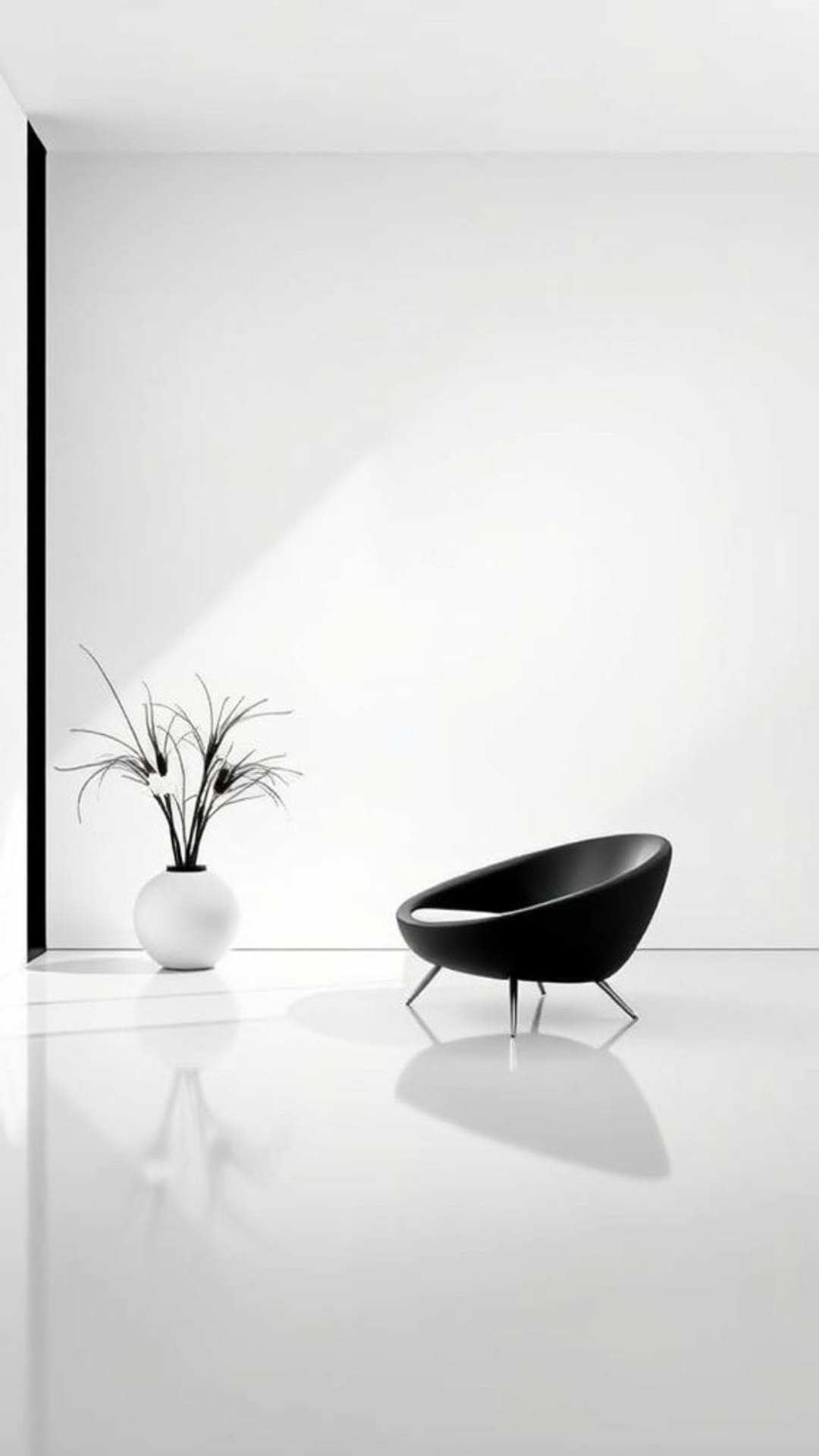 Minimalist black and white sleek simple elegant modern design sophisticated
