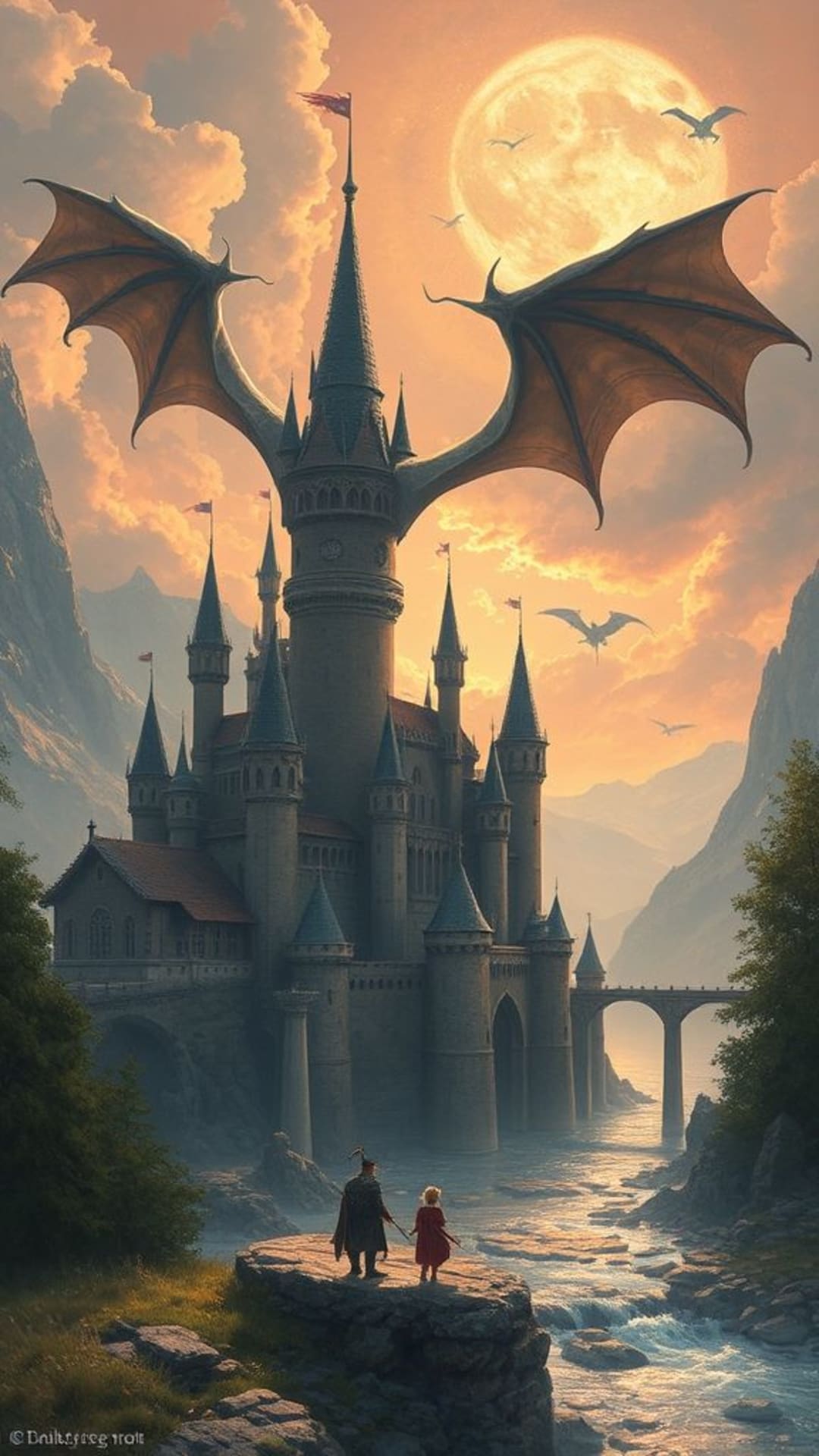 Fantasy worlds mythical creatures dragons castles enchanted landscapes epic adventure