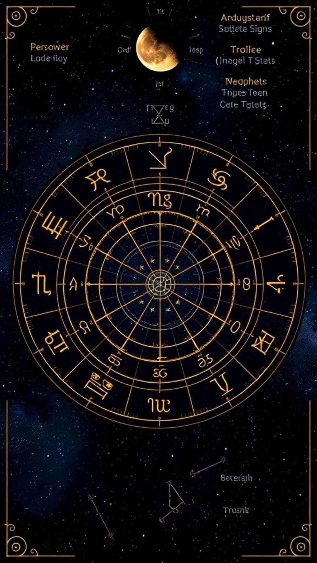 Astrologie des signes célestes et du zodiaque symboles astrologiques lune étoiles constellations zodiacales