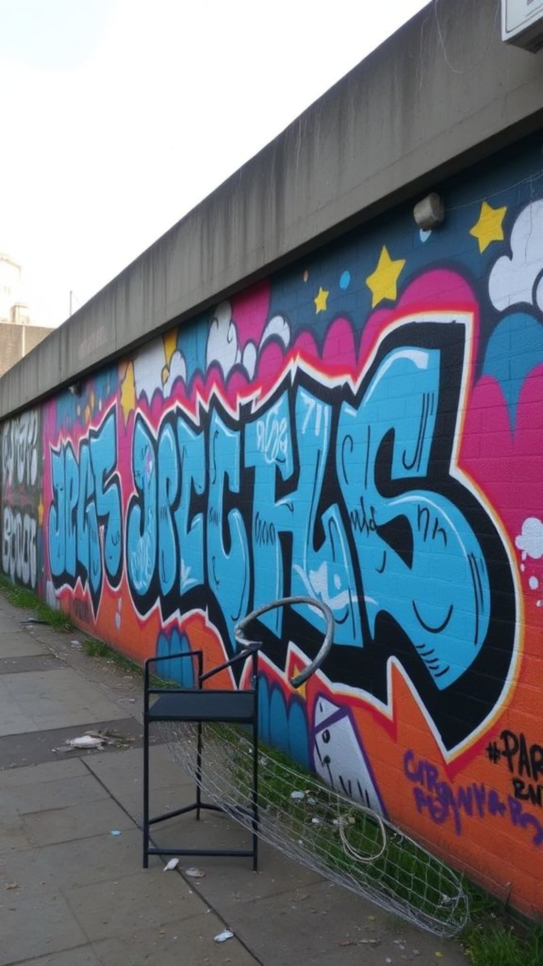 Arte di strada urbana con murales vivaci, spray audace, espressione artistica ribelle