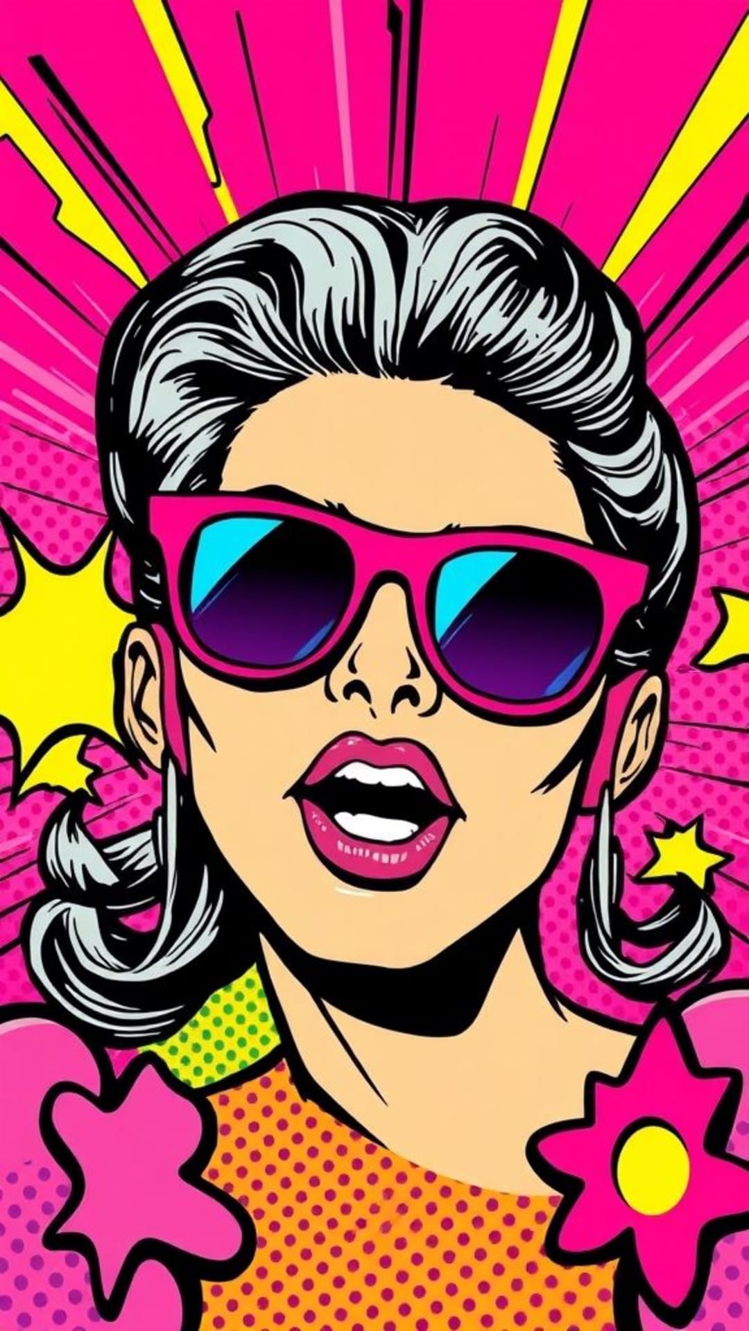 Art Pop aux couleurs vives audacieuses inspiré des bandes dessinées énergique et plein de vie