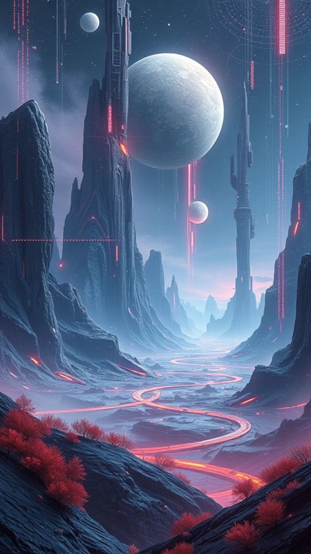 Art numérique futuriste paysages cyber inspirés par la technologie créatifs imaginatifs