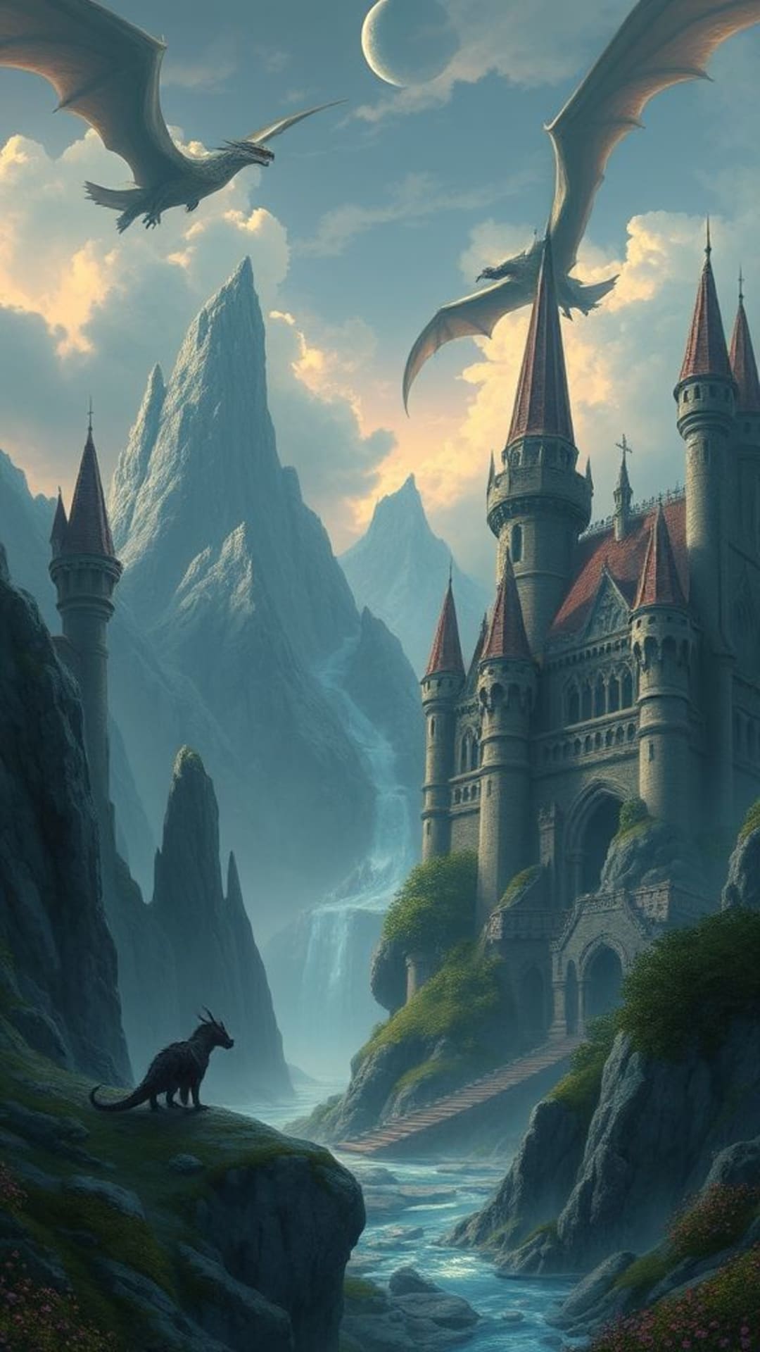 royaumes fantastiques châteaux mystiques dragons