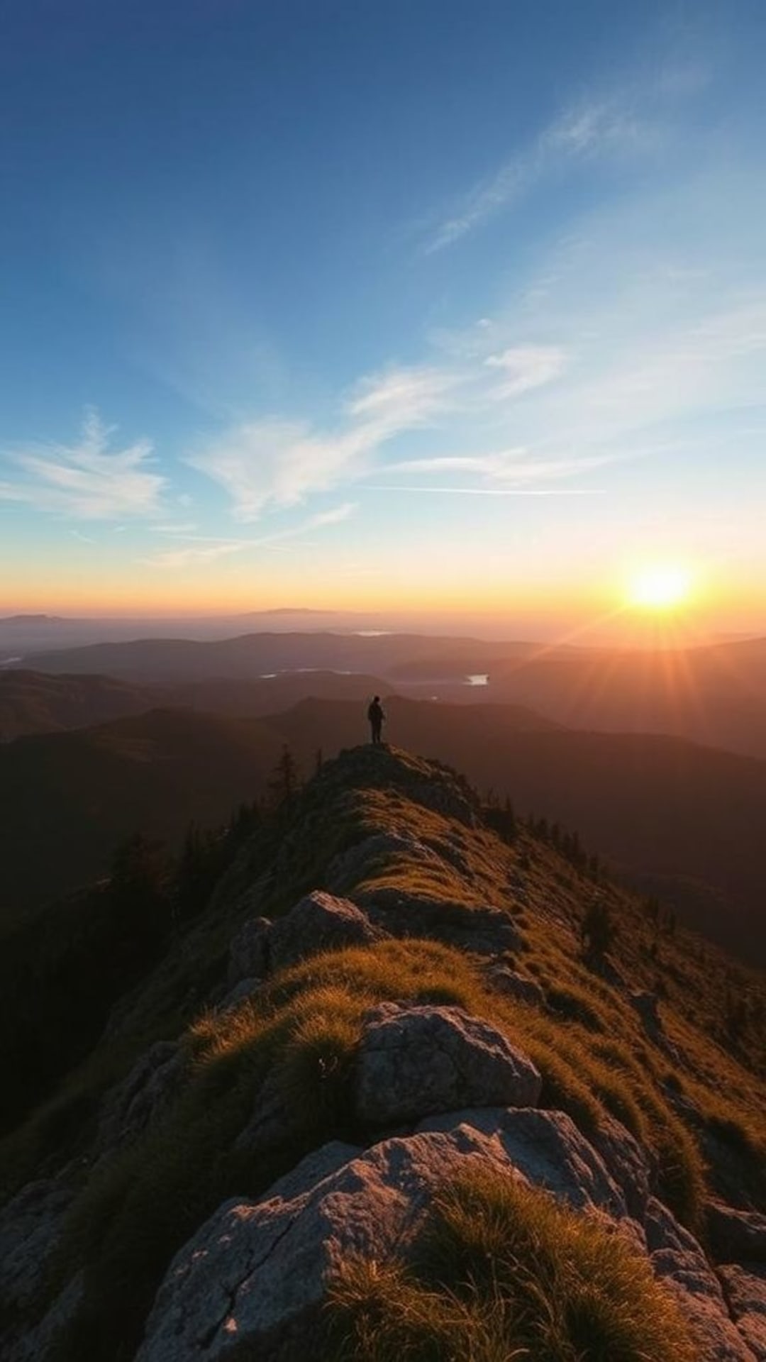 lever du soleil sur le sommet de la montagne scènes paisibles tranquilles