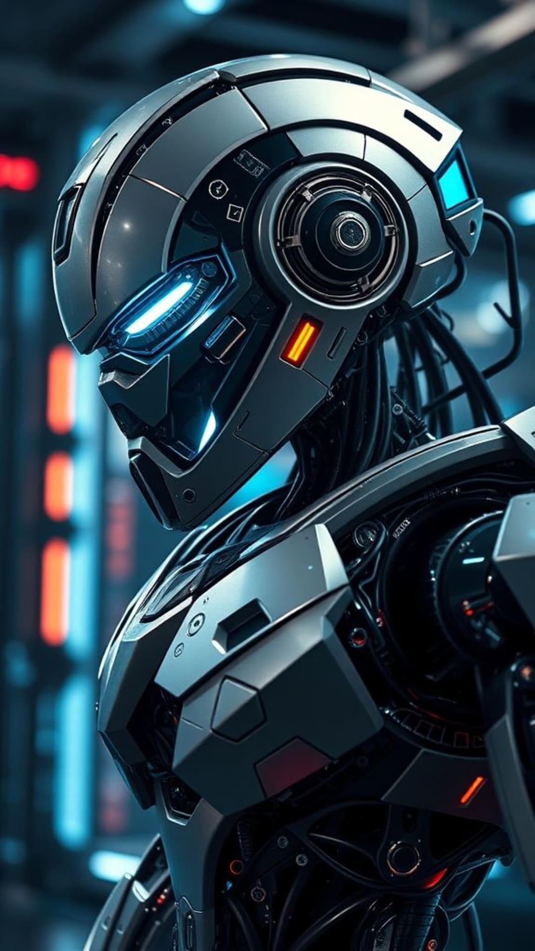 mécanique cybertech futuriste robotique détails métalliques complexes technologie moderne élégante scène de science-fiction inspirée par l'IA