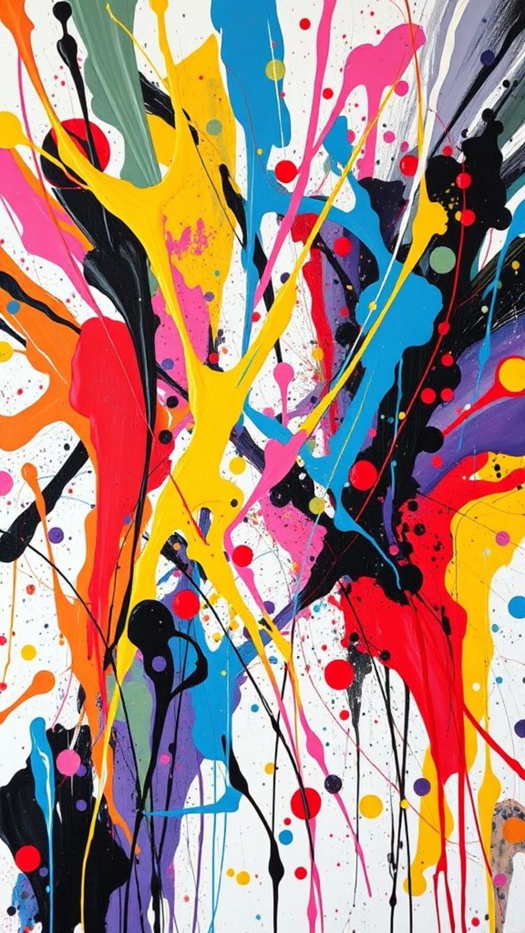 Des éclaboussures artistiques de peinture, des traits abstraits, colorés, chaotiques, créatifs, une énergie chaotique, de l'art énergique, un design dynamique