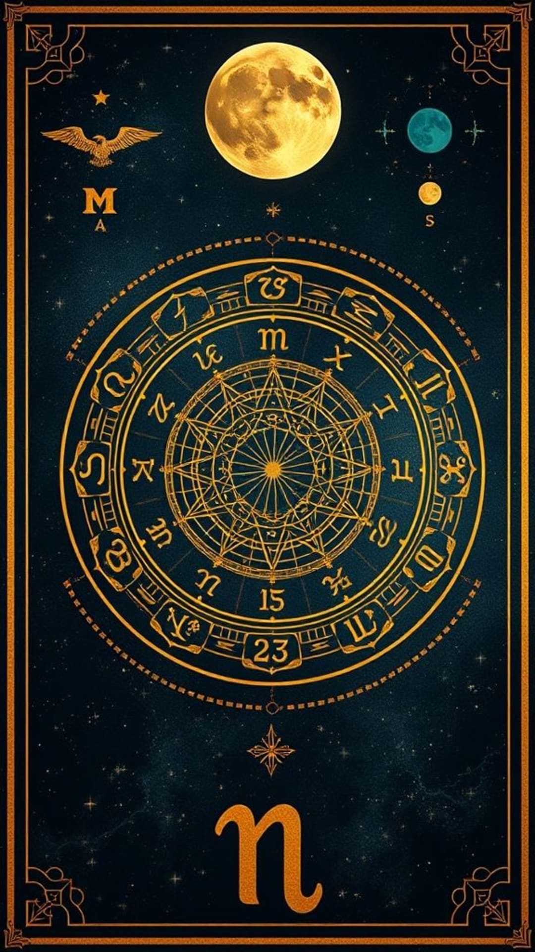 Les signes astrologiques, symboles du zodiaque, cartes mystiques, nouvelle lune, pleine lune, énergies cosmiques, spiritualité