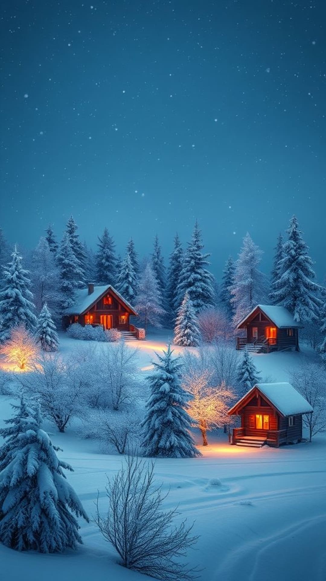 paysages enneigés d'hiver cabanes douillettes arbres givrés scènes glacées météo fraîche paisible fraîcheur papiers peints