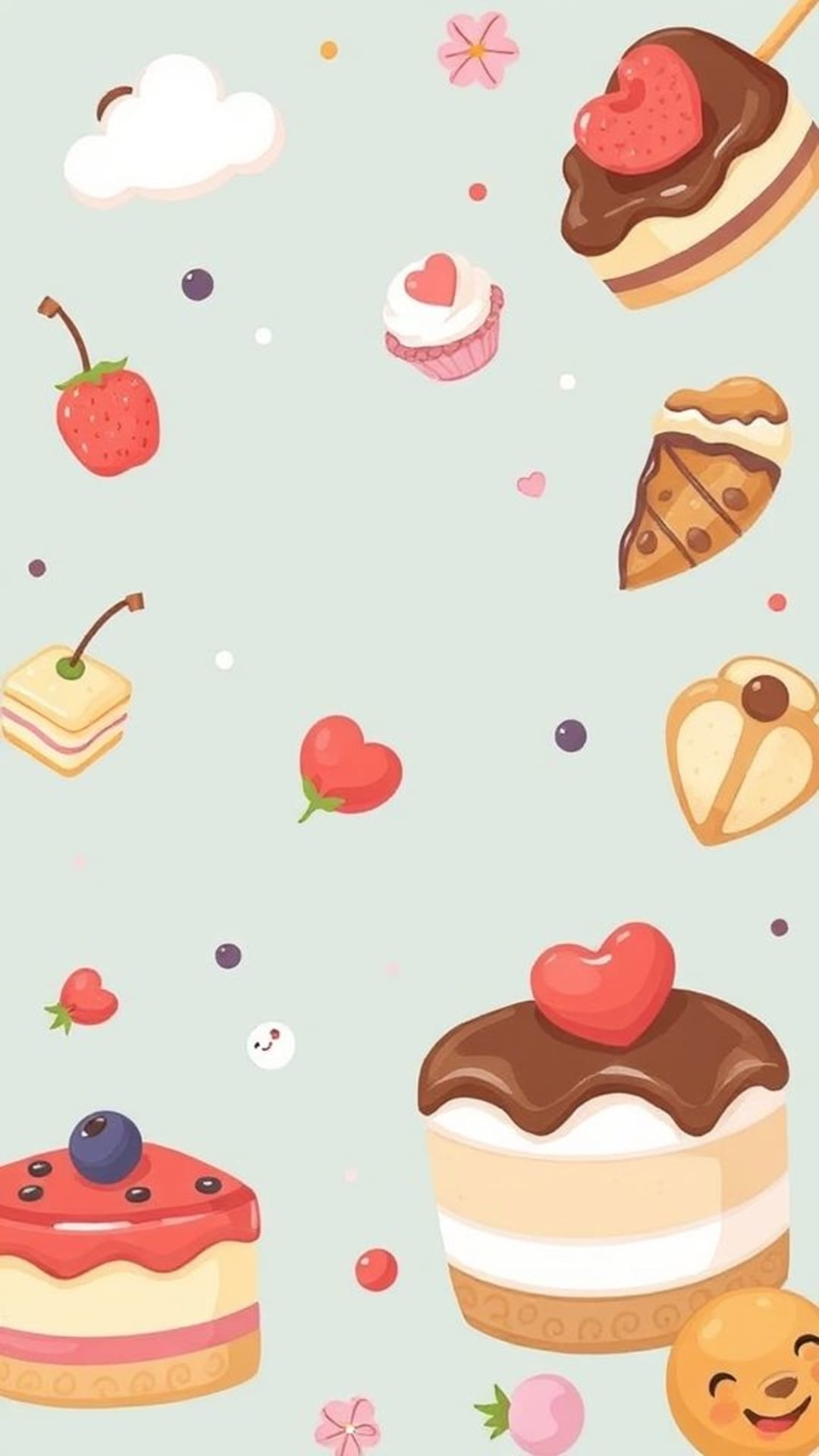 Illustrazioni di cibo graziose dolci adorabili dolciumi colorati affascinanti estetica
