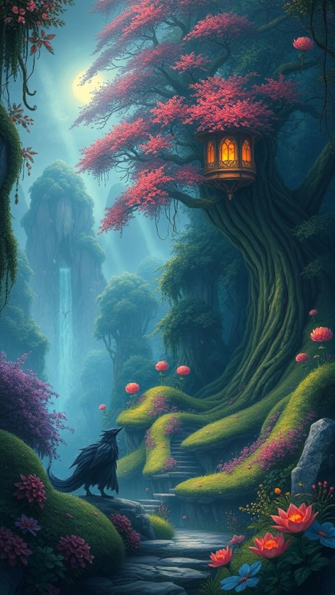 Forêts enchantées féériques créatures magiques paysages mystiques couleurs vives