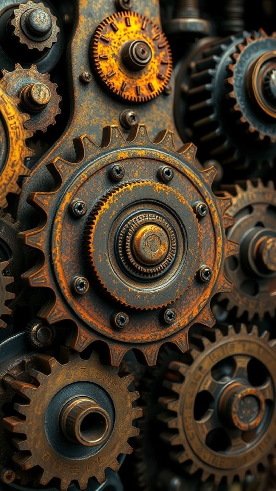 Ingranaggi meccanici steampunk macchinari vintage texture dettagli intricate industrial