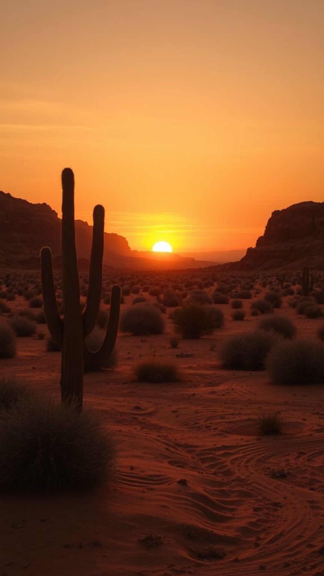 tramonto nel deserto tonalità calde