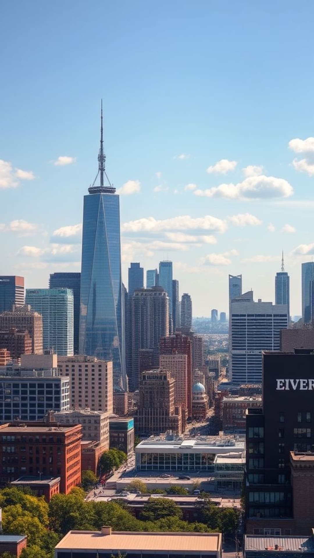 linea dello skyline della città di giorno vibrante