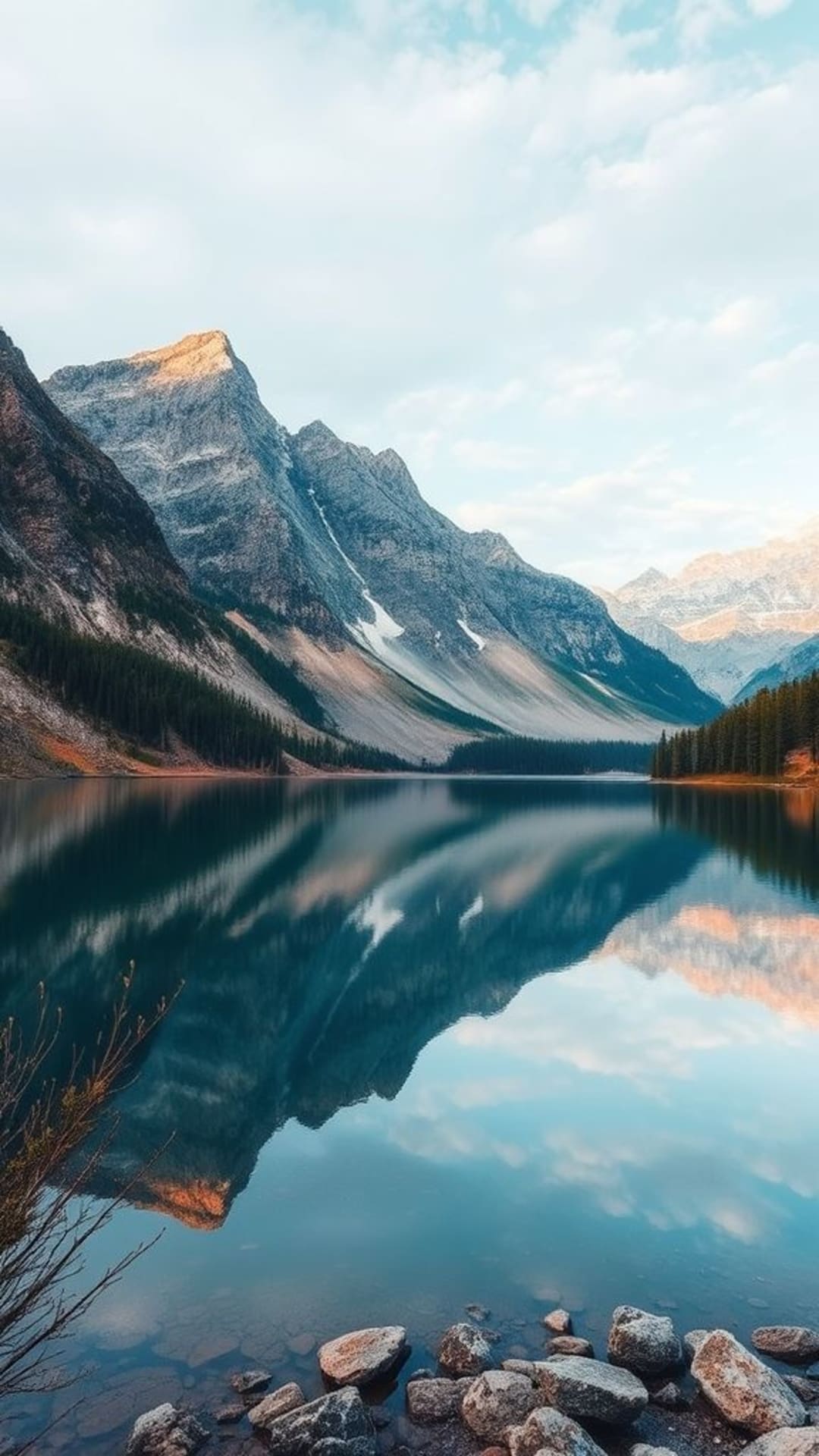 montagna lago riflesso sereno natura paesaggio tranquillo sfondo