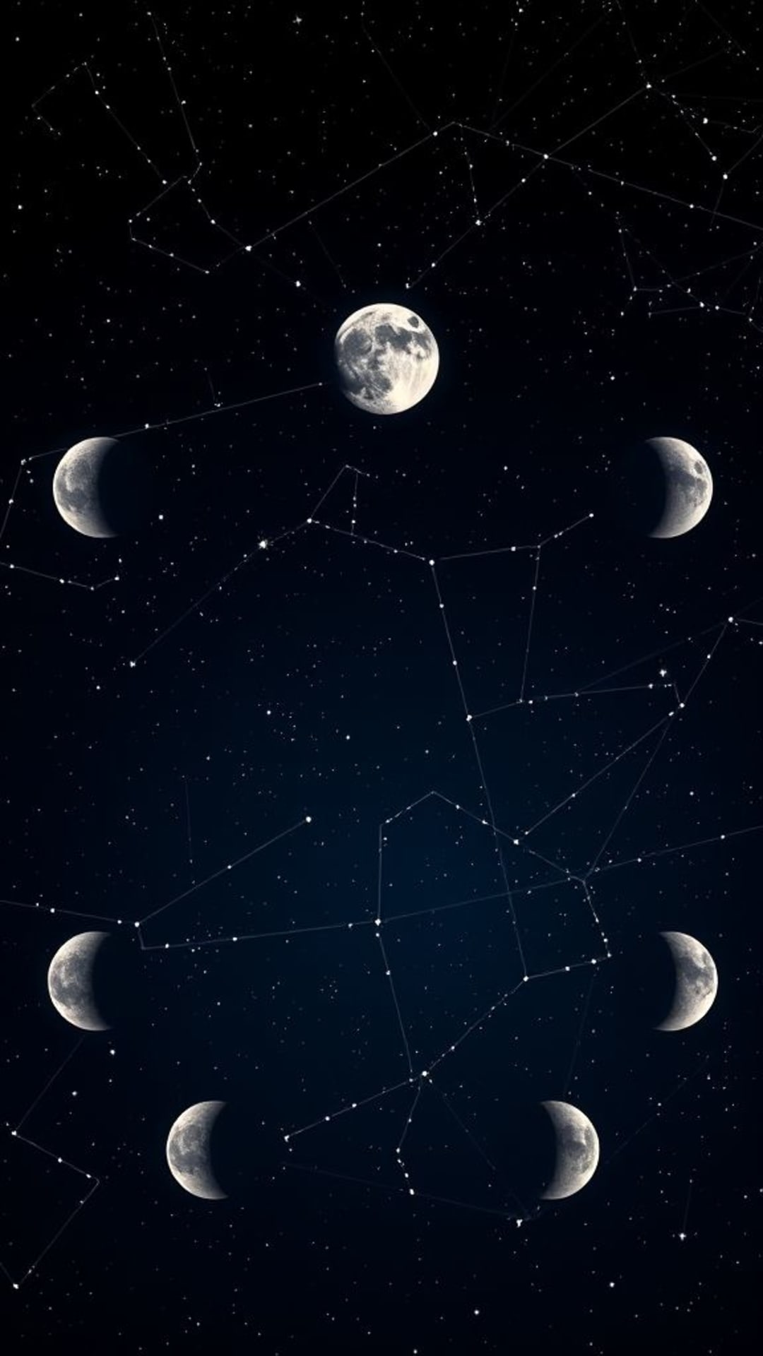 fasi lunari celestiali costellazioni stelle cielo notturno mistico sfondo