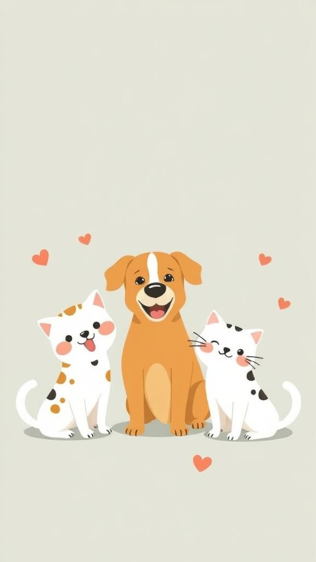 Illustrazioni di cani e gatti carini personaggi giocosi sfondo