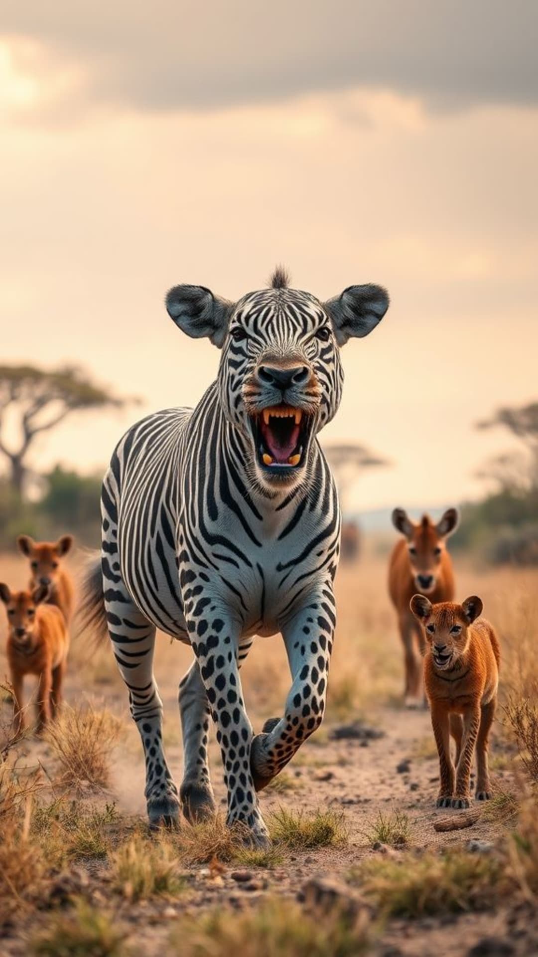 Animali di un safari faunistico in azione immagini realistiche di fauna selvatica