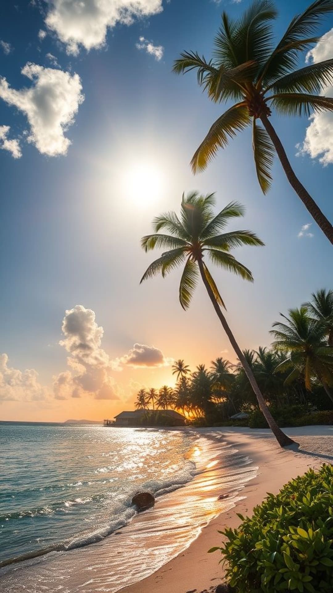spiagge da paradiso tropicale palme tramonto brillante paesaggio esotico