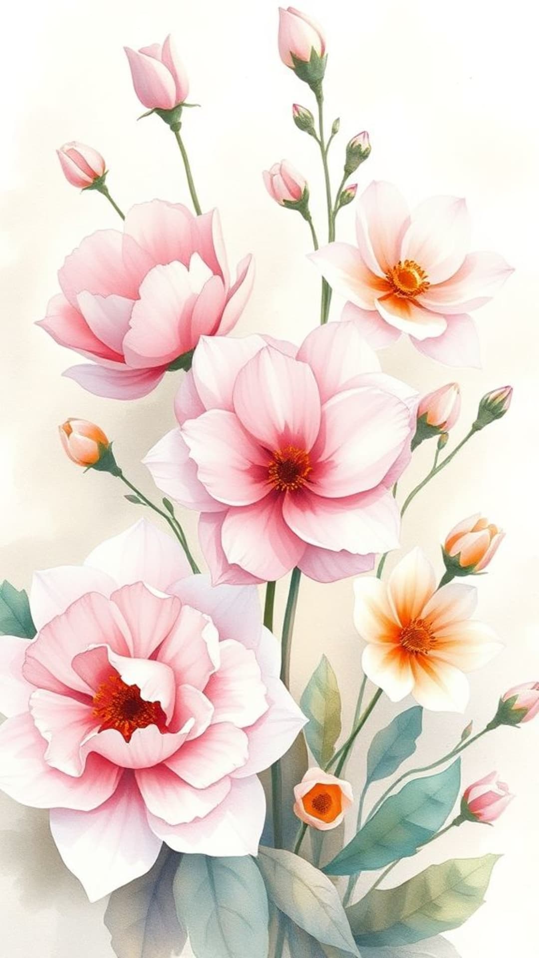Dipinti ad acquerello floreali fiori pastello morbido petali delicati giardino romantico primavera