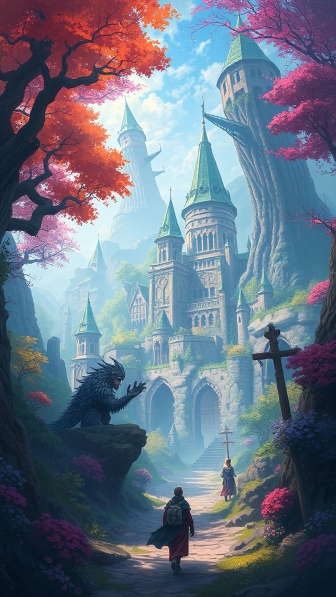 mondi fantastici creature mitiche arte digitale colori vivaci foreste incantate regni magici missioni epiche