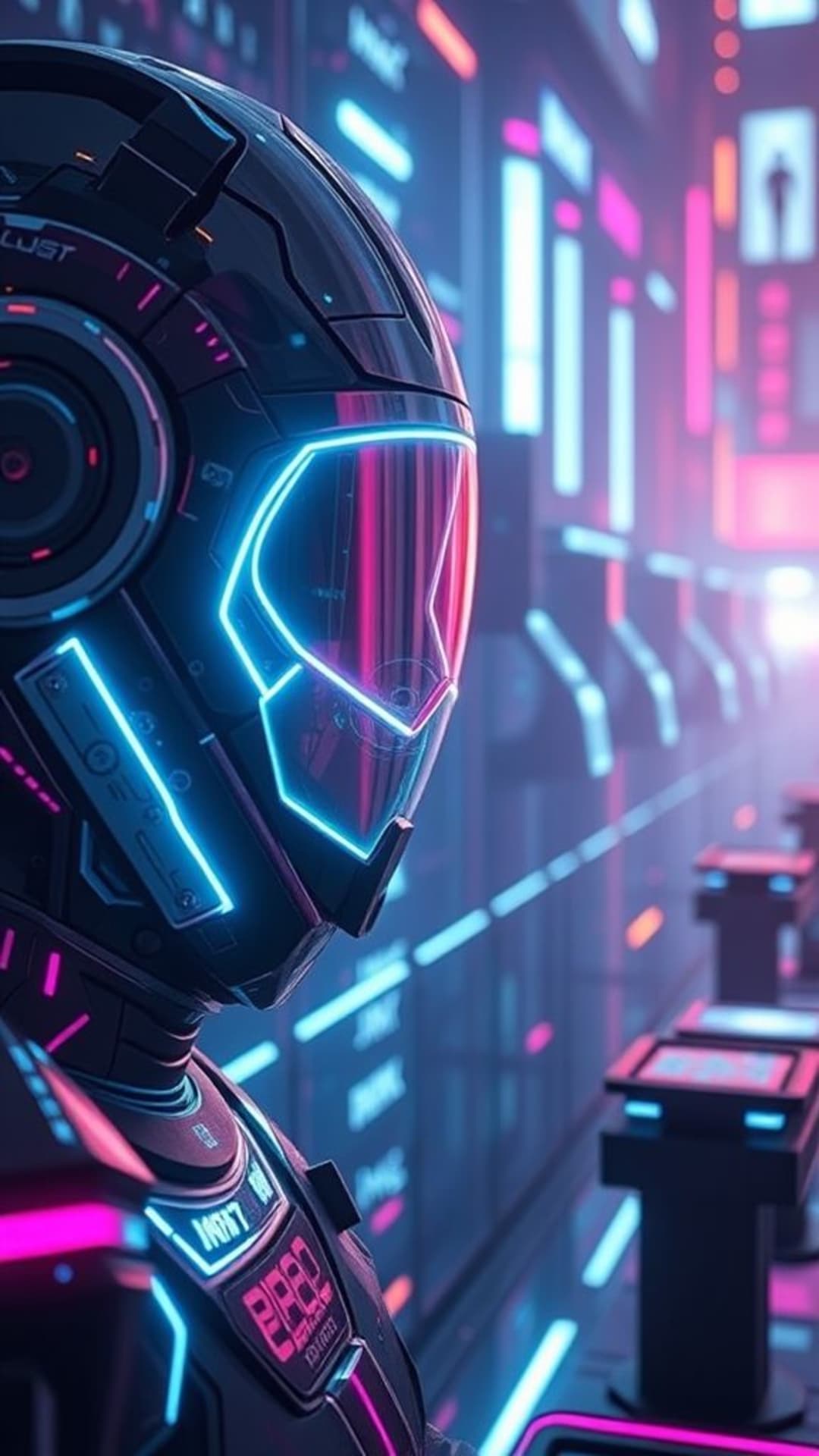 tecnologia futuristica digitale cyberpunk neon ologrammi fantascienza mondo digitale innovativo all'avanguardia estetica moderna
