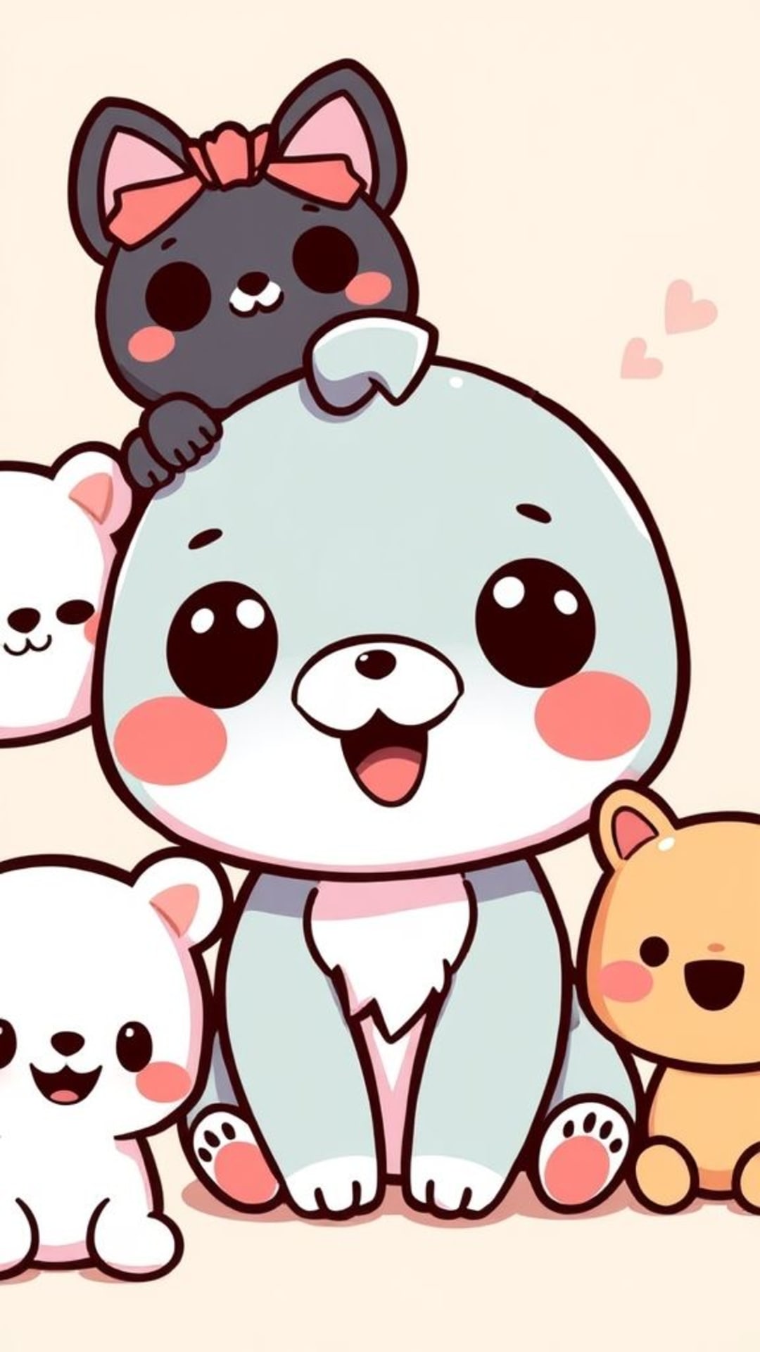 Caratteri kawaii carini animali adorabili colori allegri