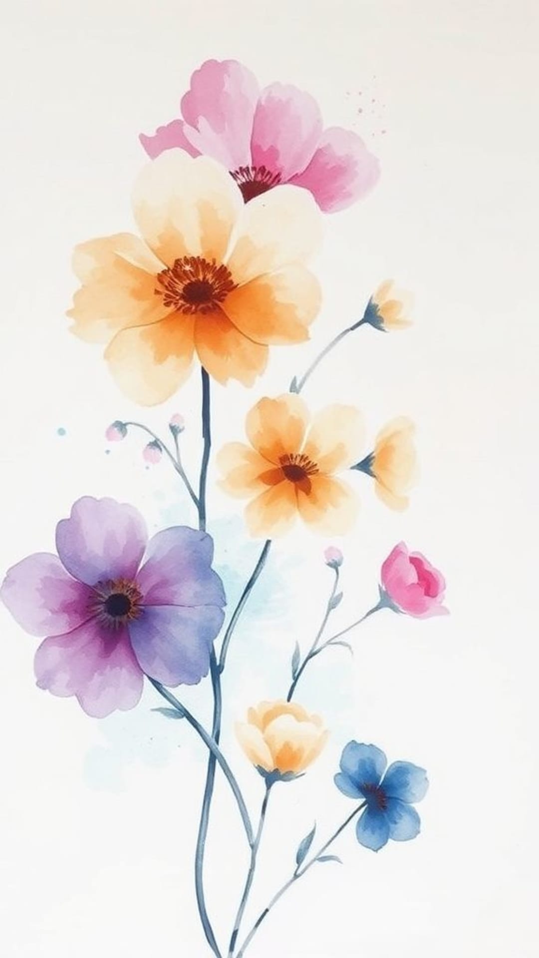 Dipinti artistici ad acquerello motivi floreali tratti delicati