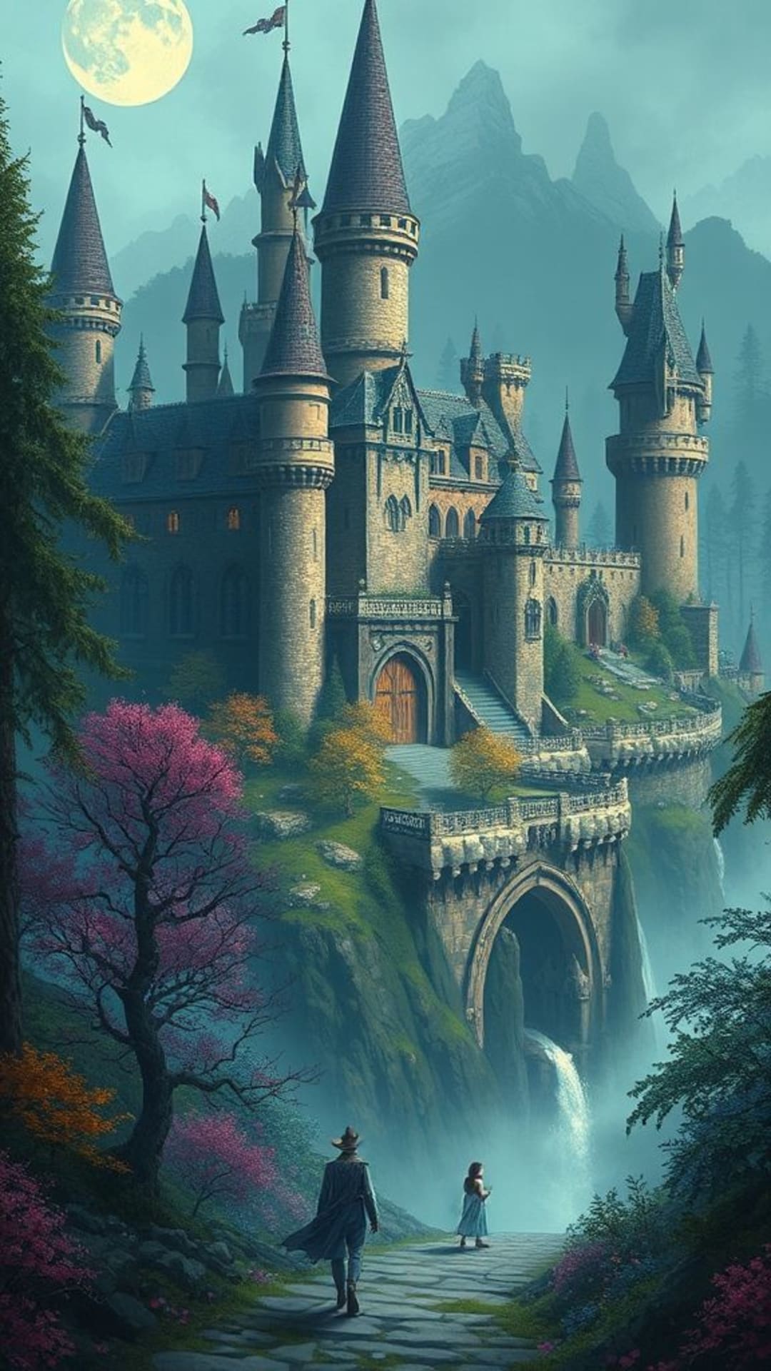 ambientazione fiabesca castelli incantati creature mistiche foreste magiche atmosfera sognante mondo immaginario