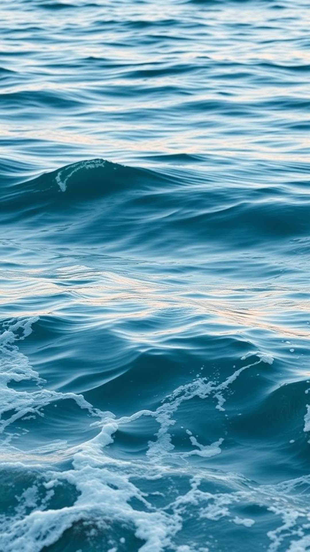 Ondata calma di oceano, riflessi d'acqua tranquilli, atmosfera rilassante
