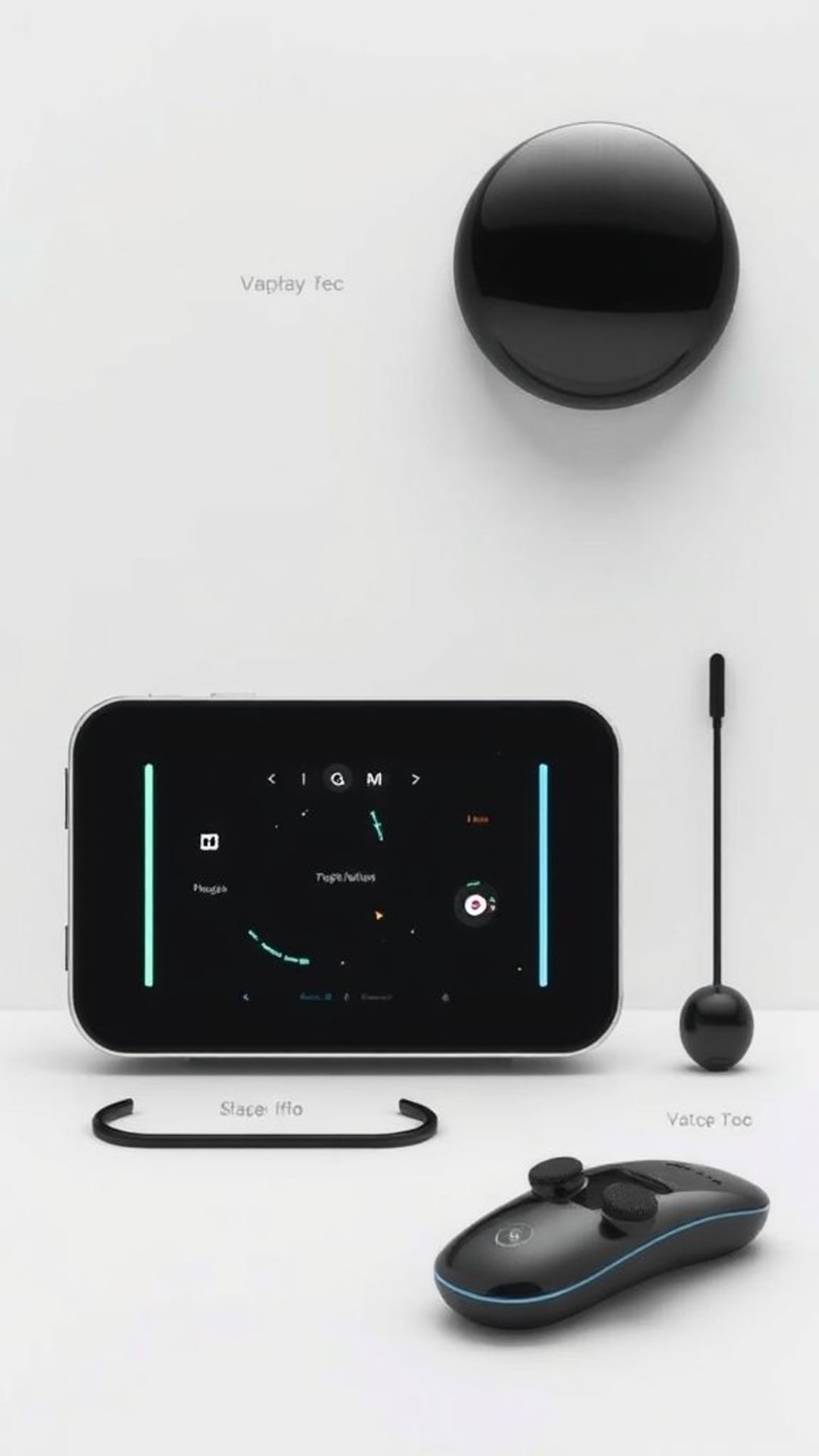 Gadget futuristici per tecnologia spaziale, design minimalista ed elegante