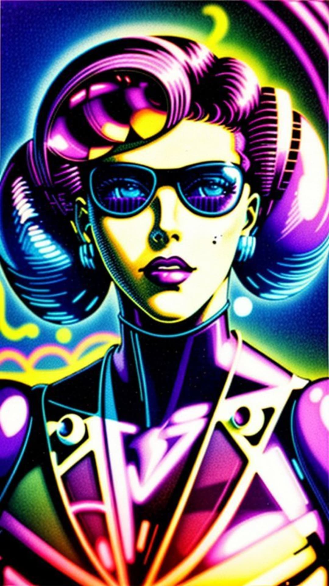 Estetica vaporwave synthwave retrò anni 80 e 90, griglia colorata
