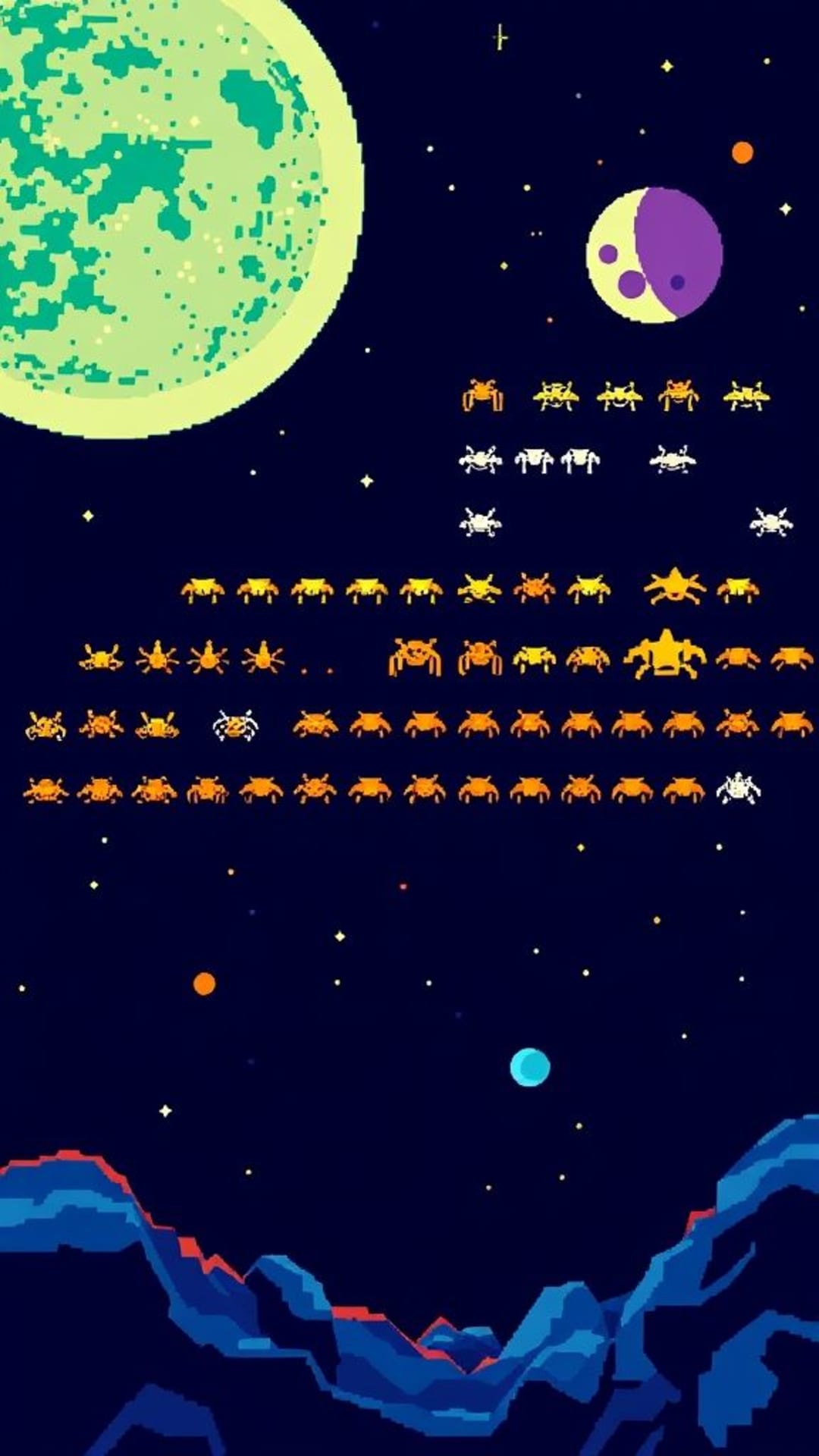 Gioco arcade di pixel art Space Invaders stile nostalgico e retrò