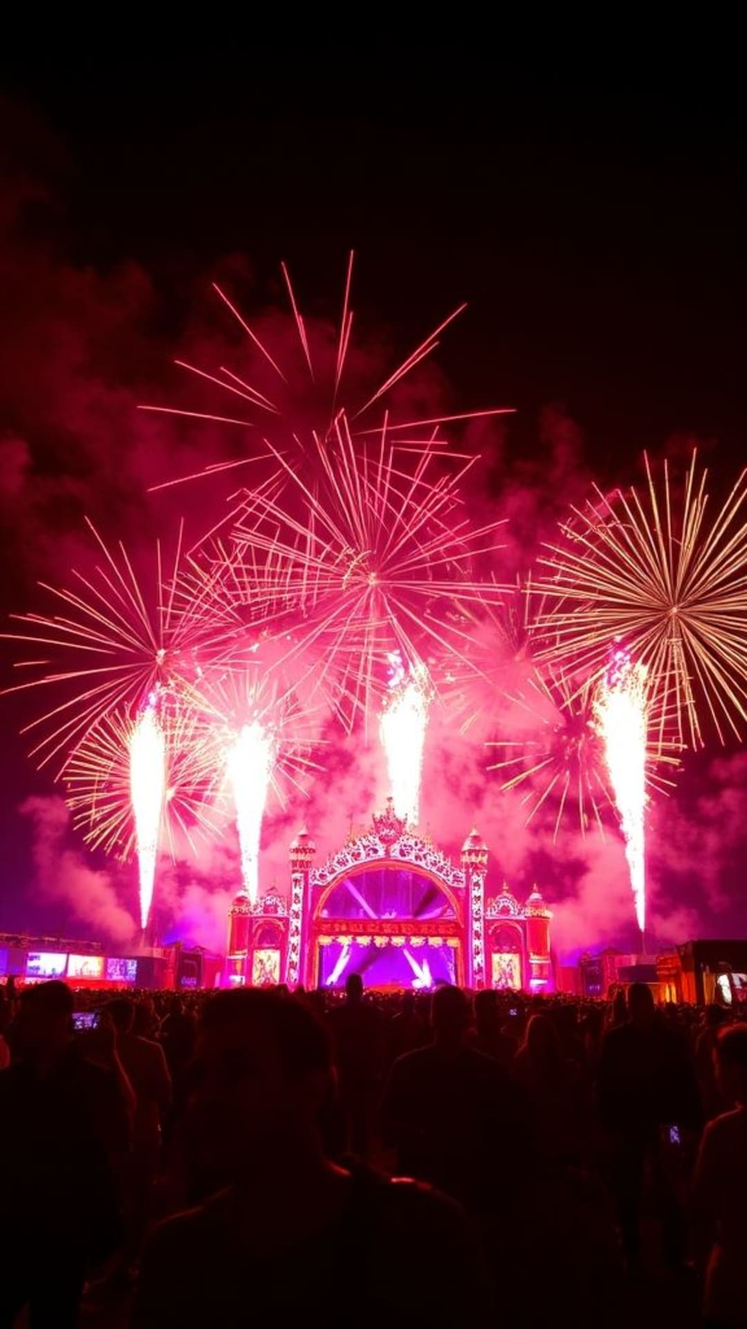 Festival accende spettacoli pirotecnici celebrazione vibrante energia