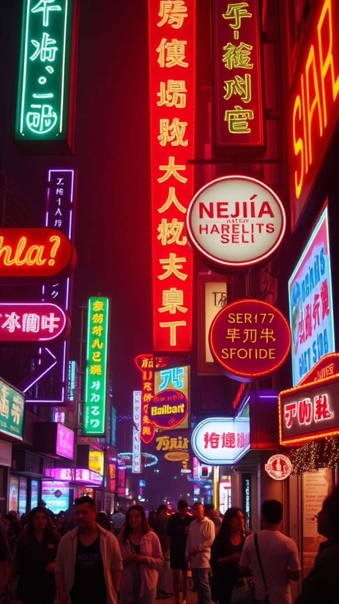 insegne al neon vita notturna vibrante atmosfera energica