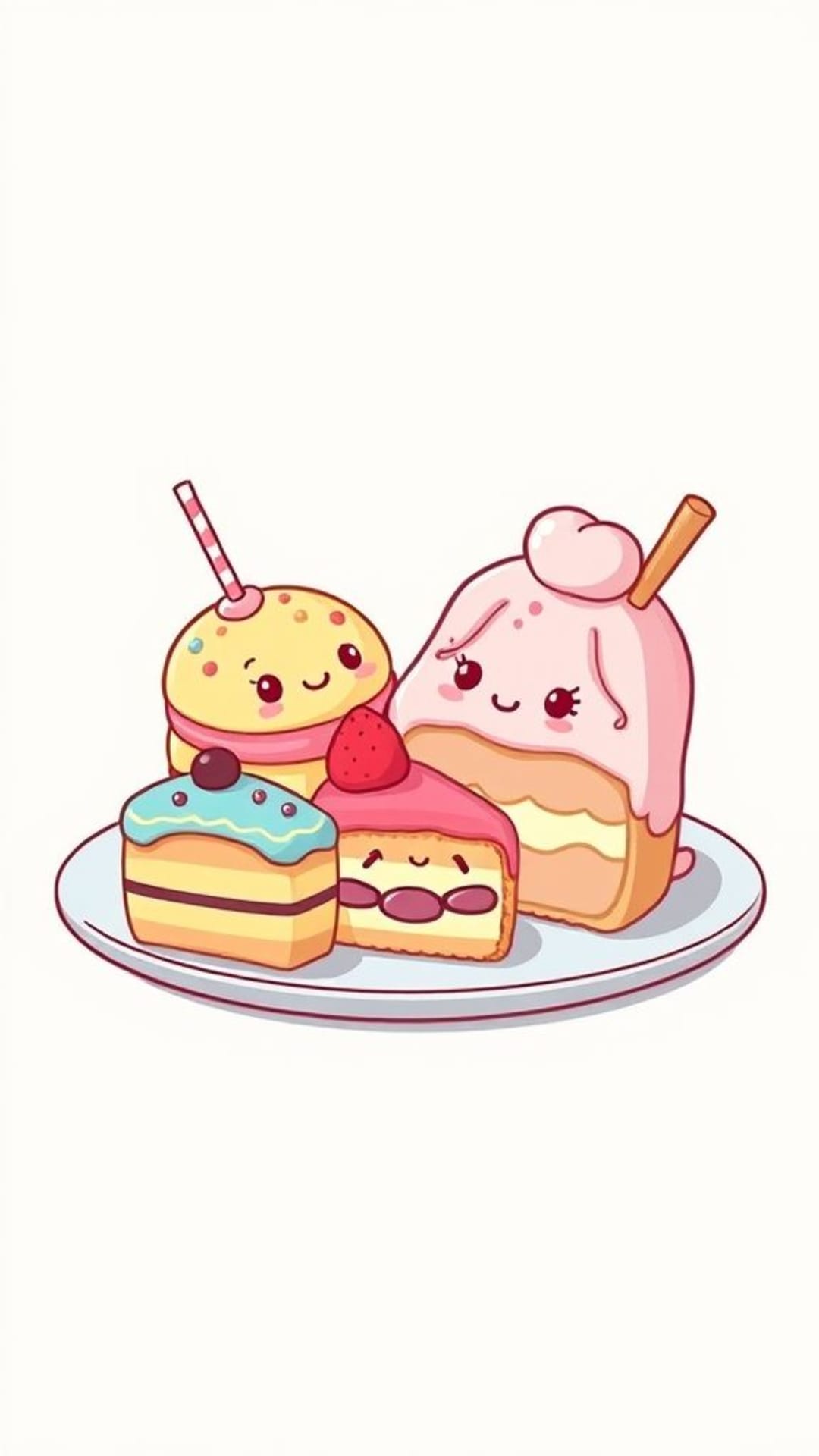cibo carino dolci carini dolci cartoon palette pastello arte culinaria adorabile