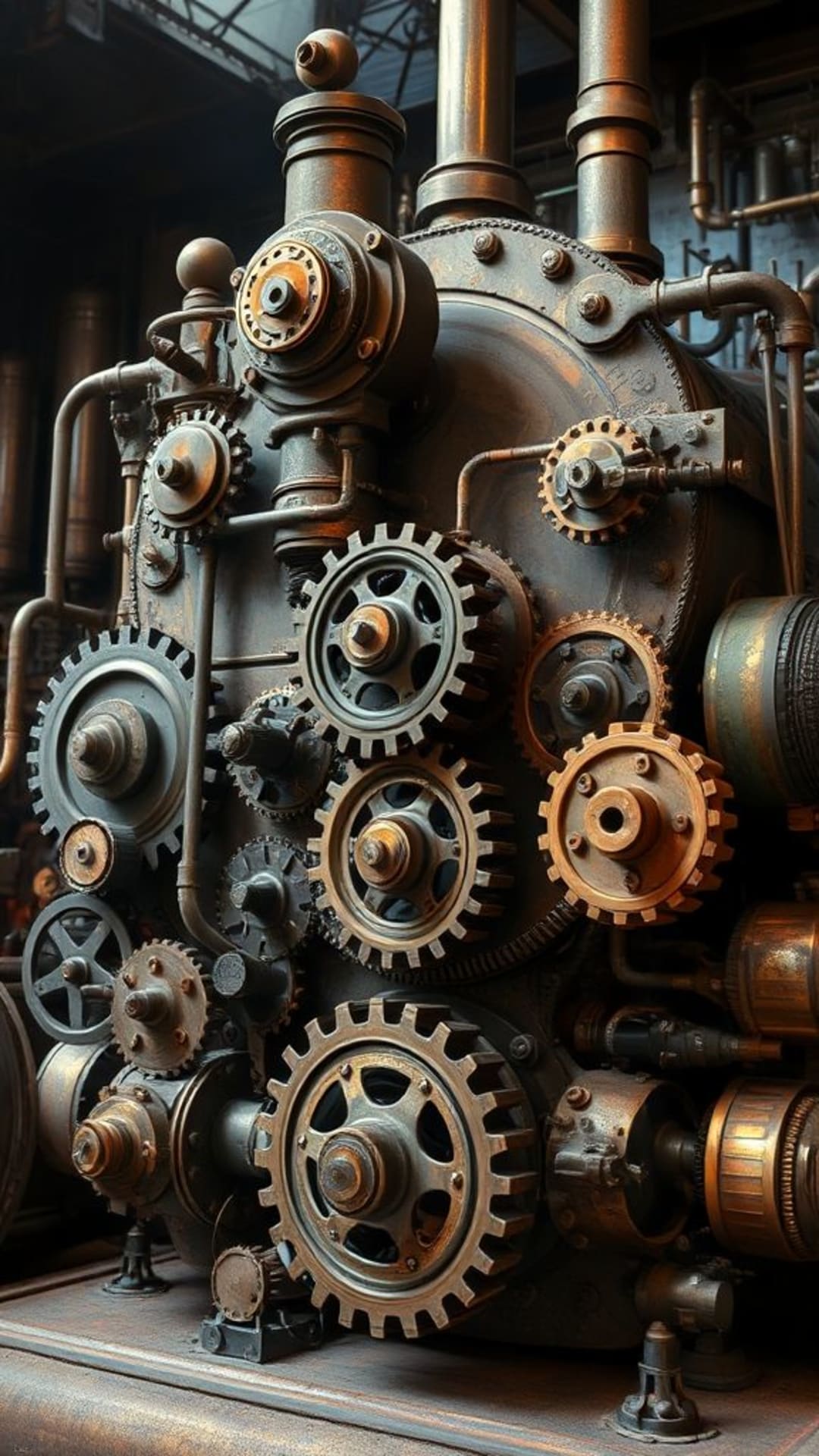 ingranaggi steampunk, macchinari, vintage, industriale