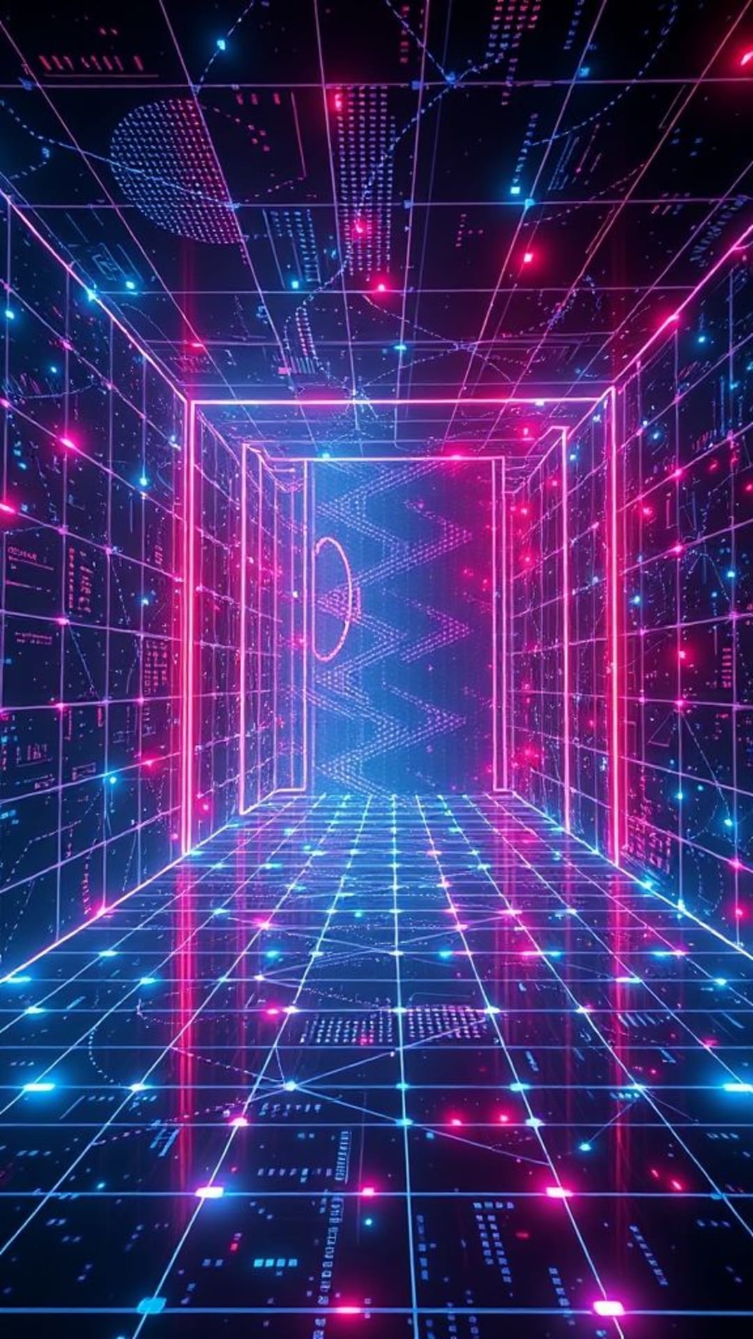 Griglie di ologrammi futuristici universo digitale